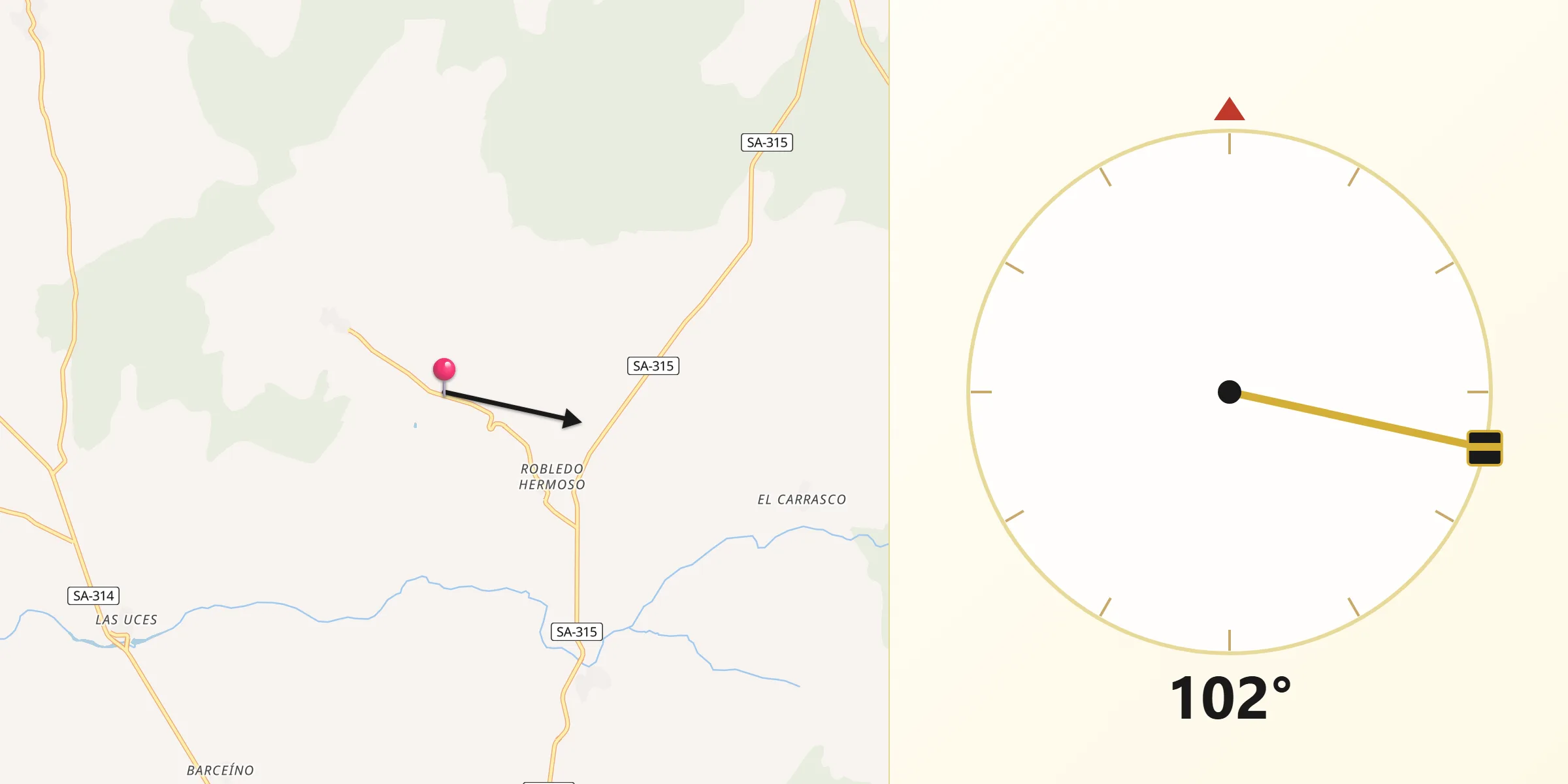 Dirección de la Qibla desde Villar de Samaniego