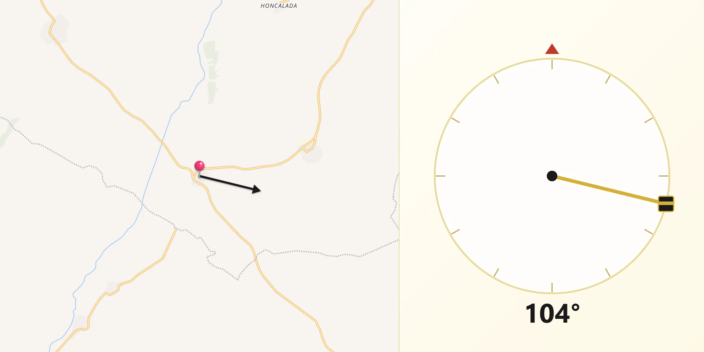 Dirección de la Qibla desde Salvador de Zapardiel