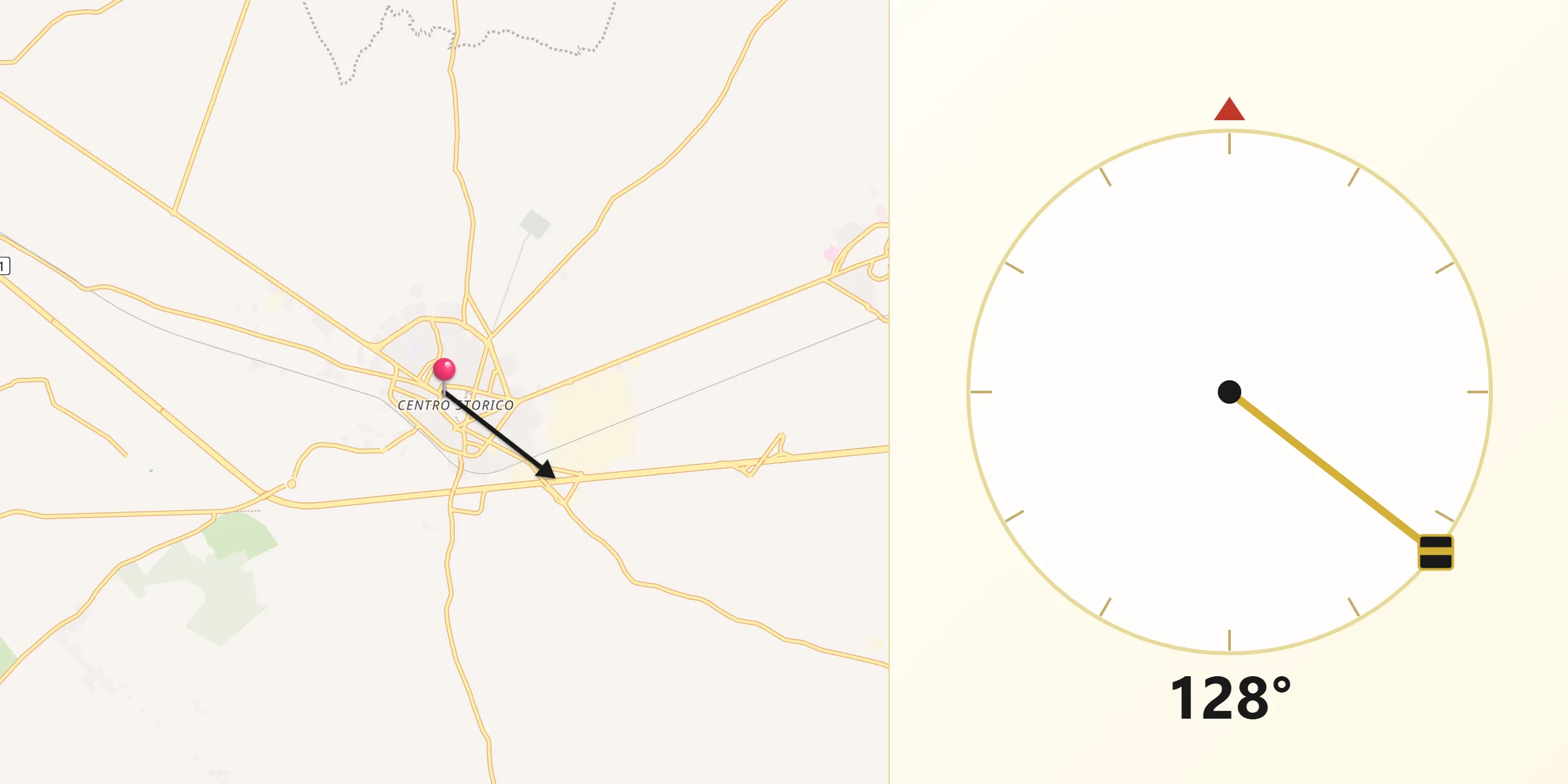 Direzione della Qibla da Ruvo di Puglia