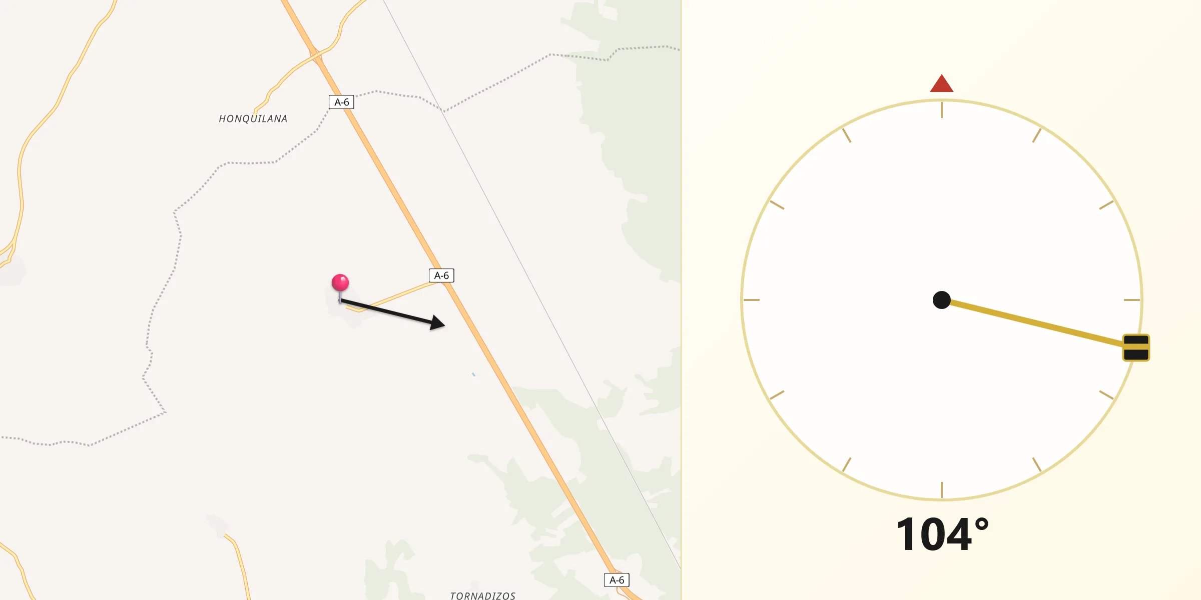 Dirección de la Qibla desde Palacios de Goda