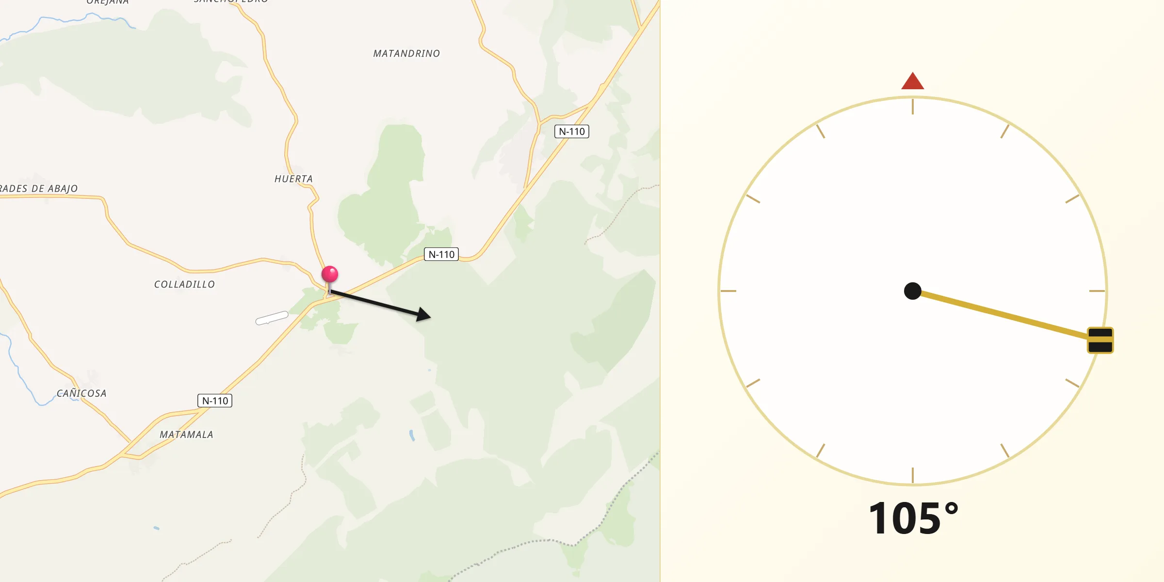 Dirección de la Qibla desde Arcones