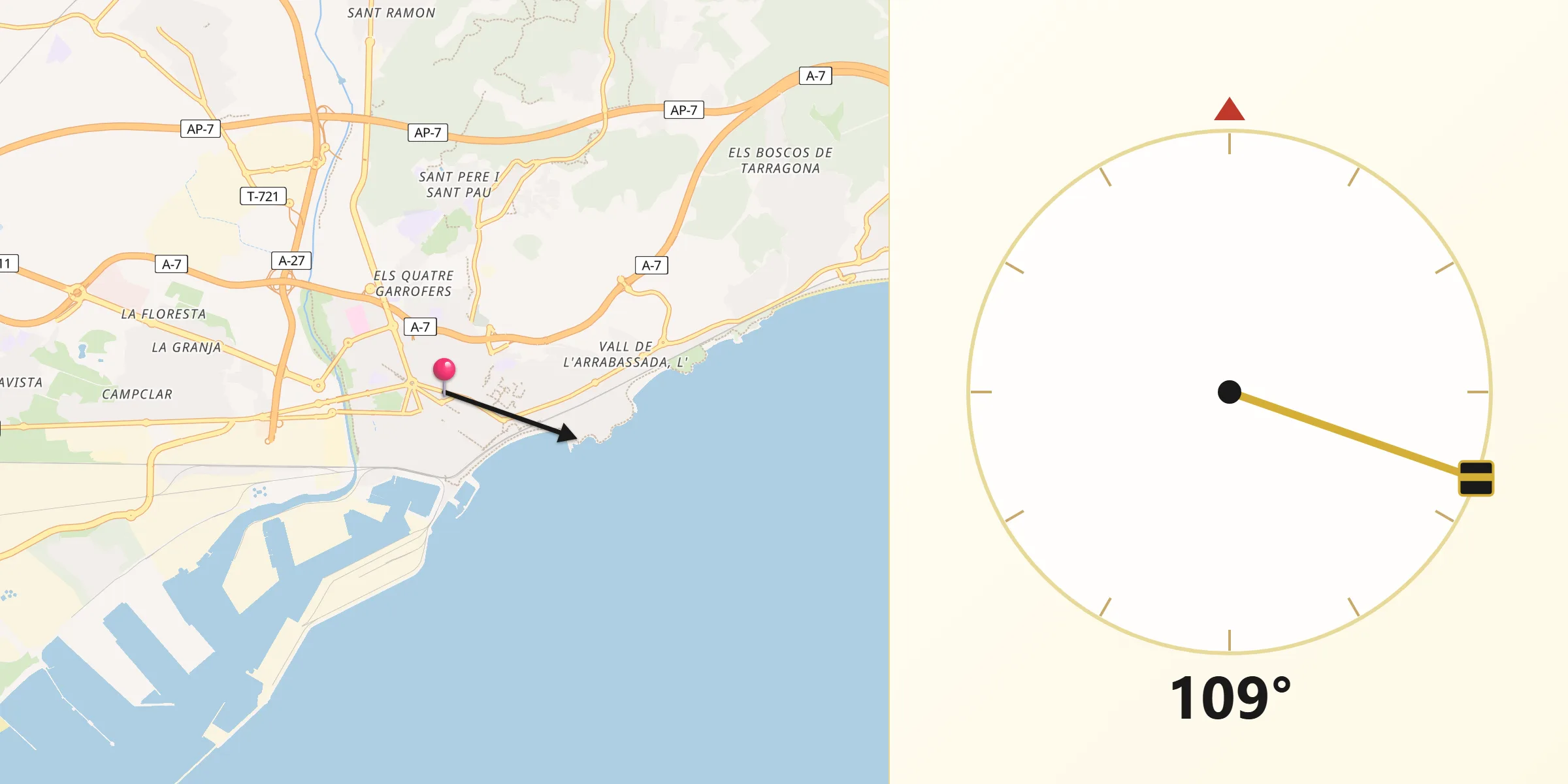 Dirección de la Qibla desde Figuera