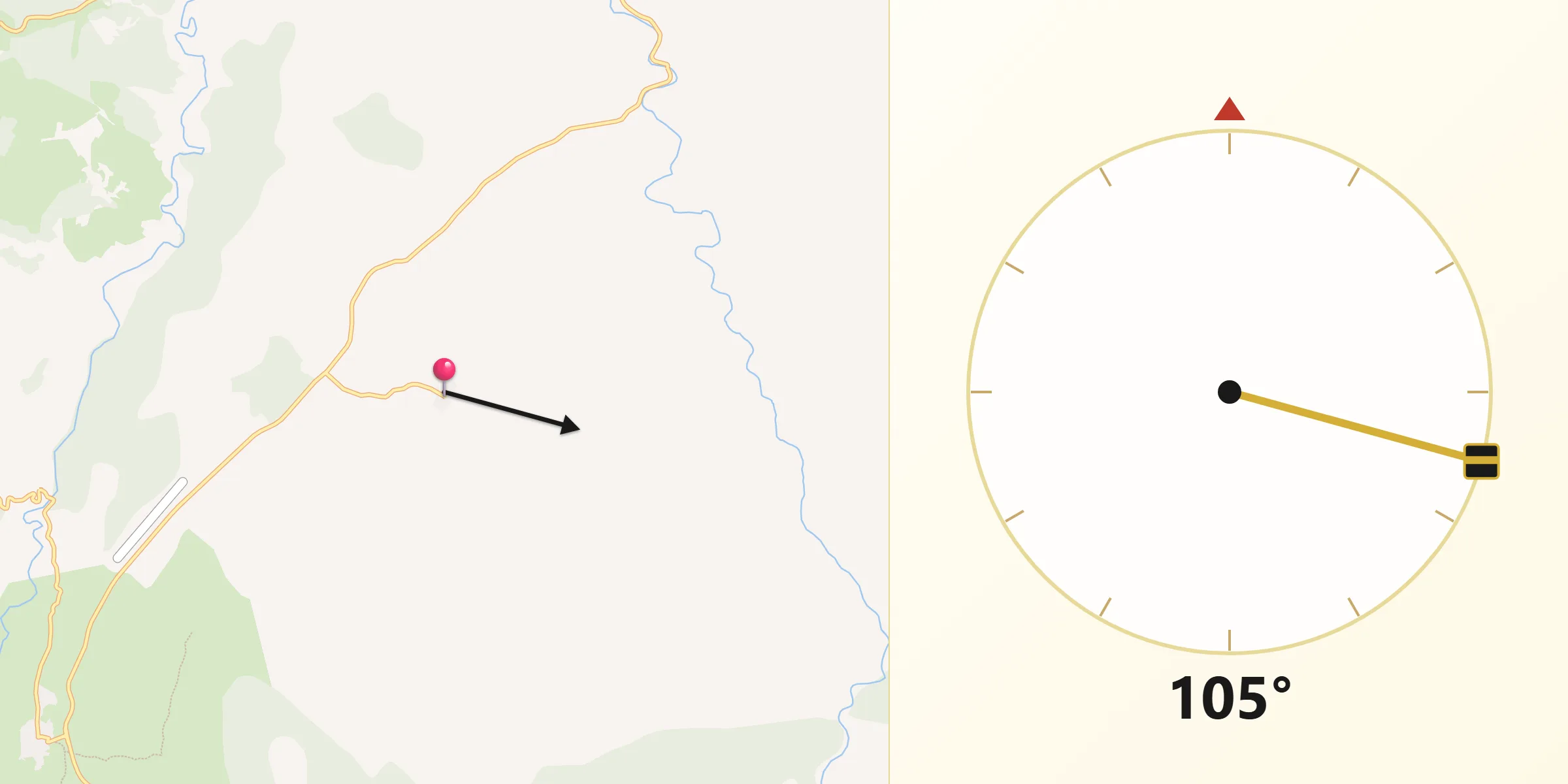 Dirección de la Qibla desde Robledo de Corpes
