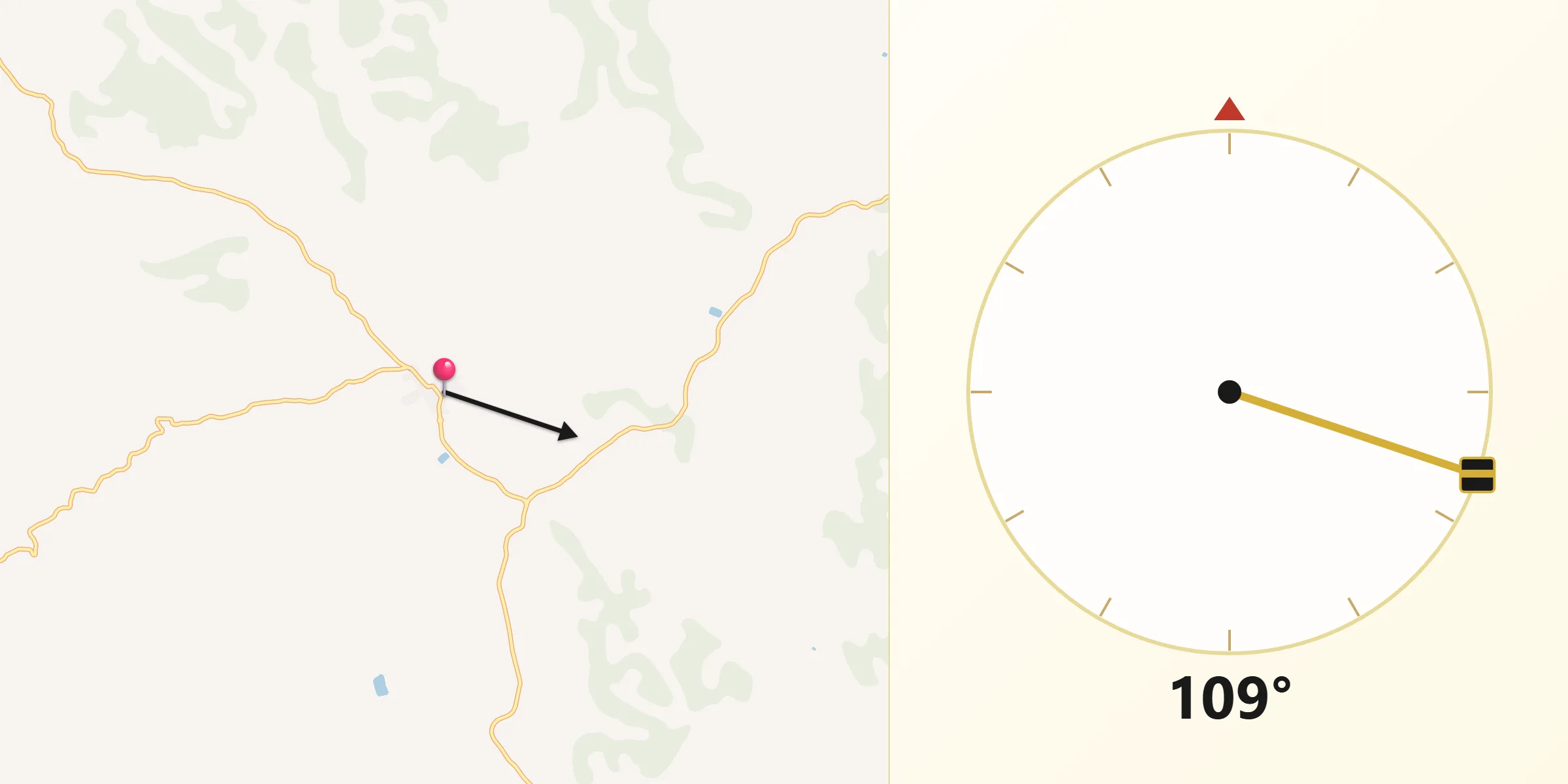 Dirección de la Qibla desde Vilalba dels Arcs