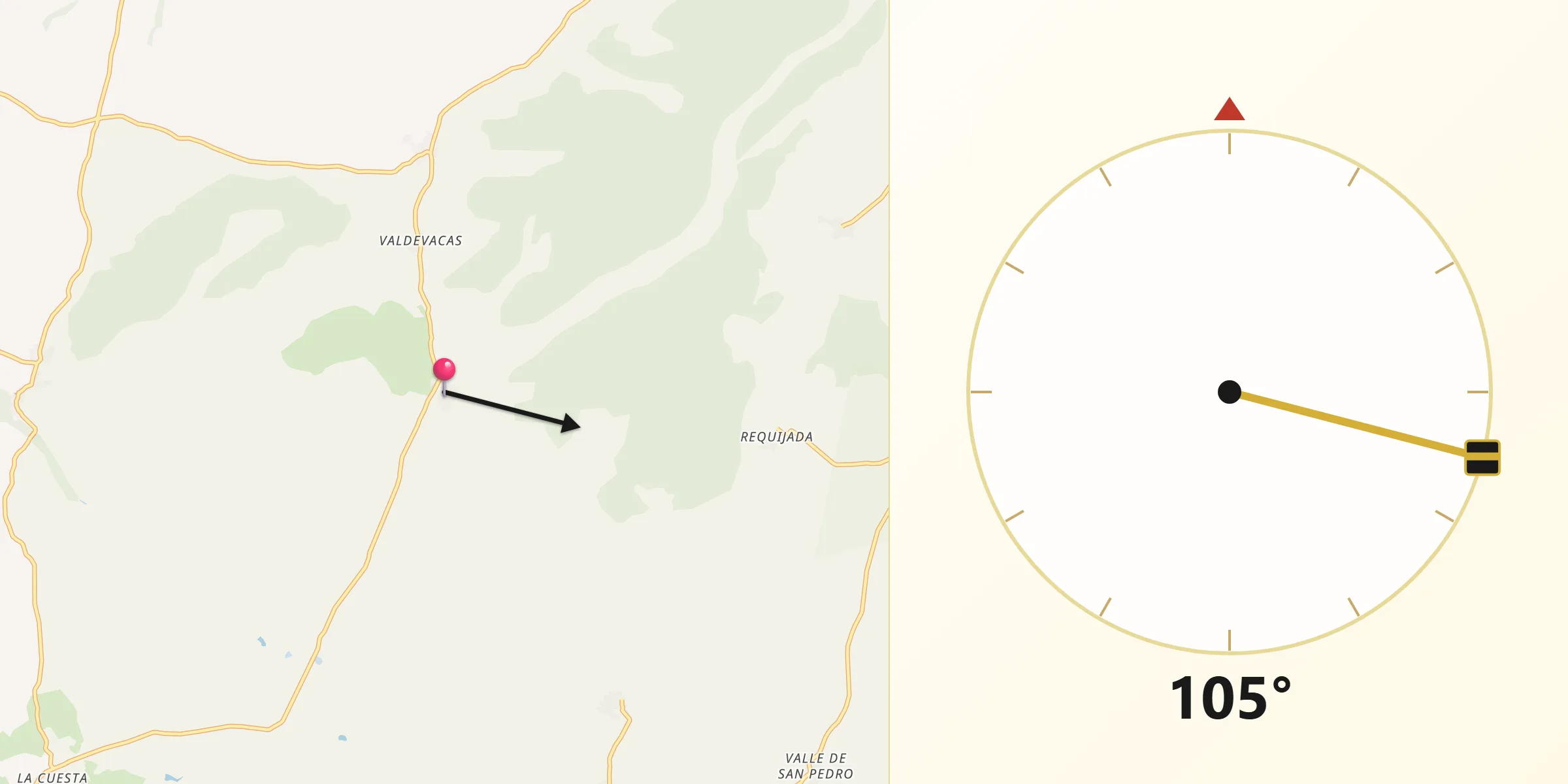 Dirección de la Qibla desde Cubillo
