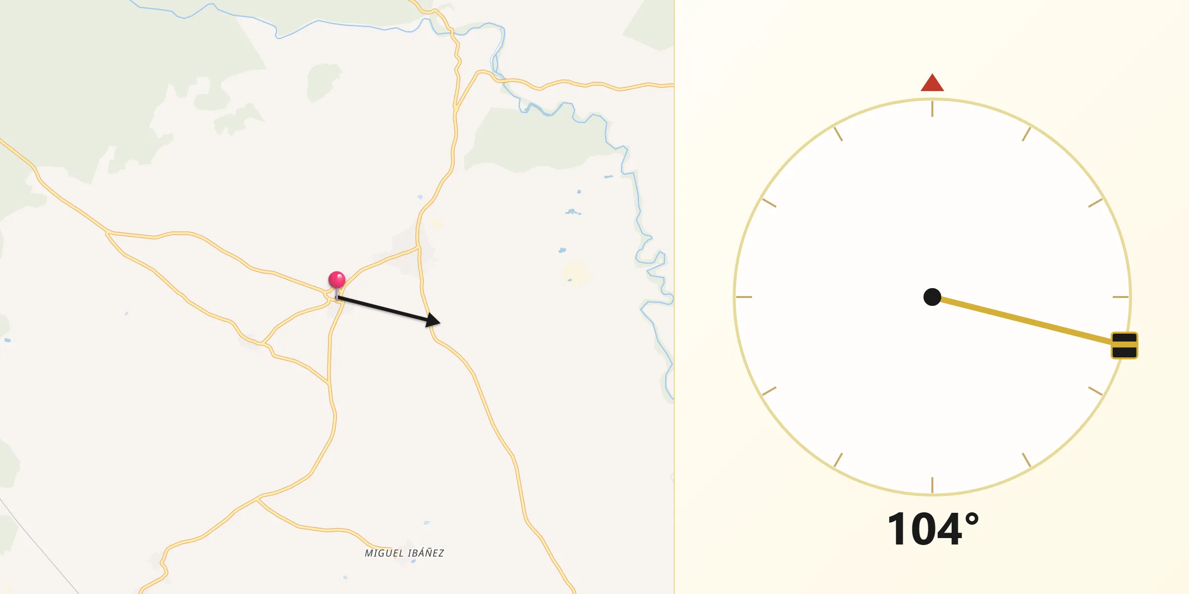 Dirección de la Qibla desde Migueláñez
