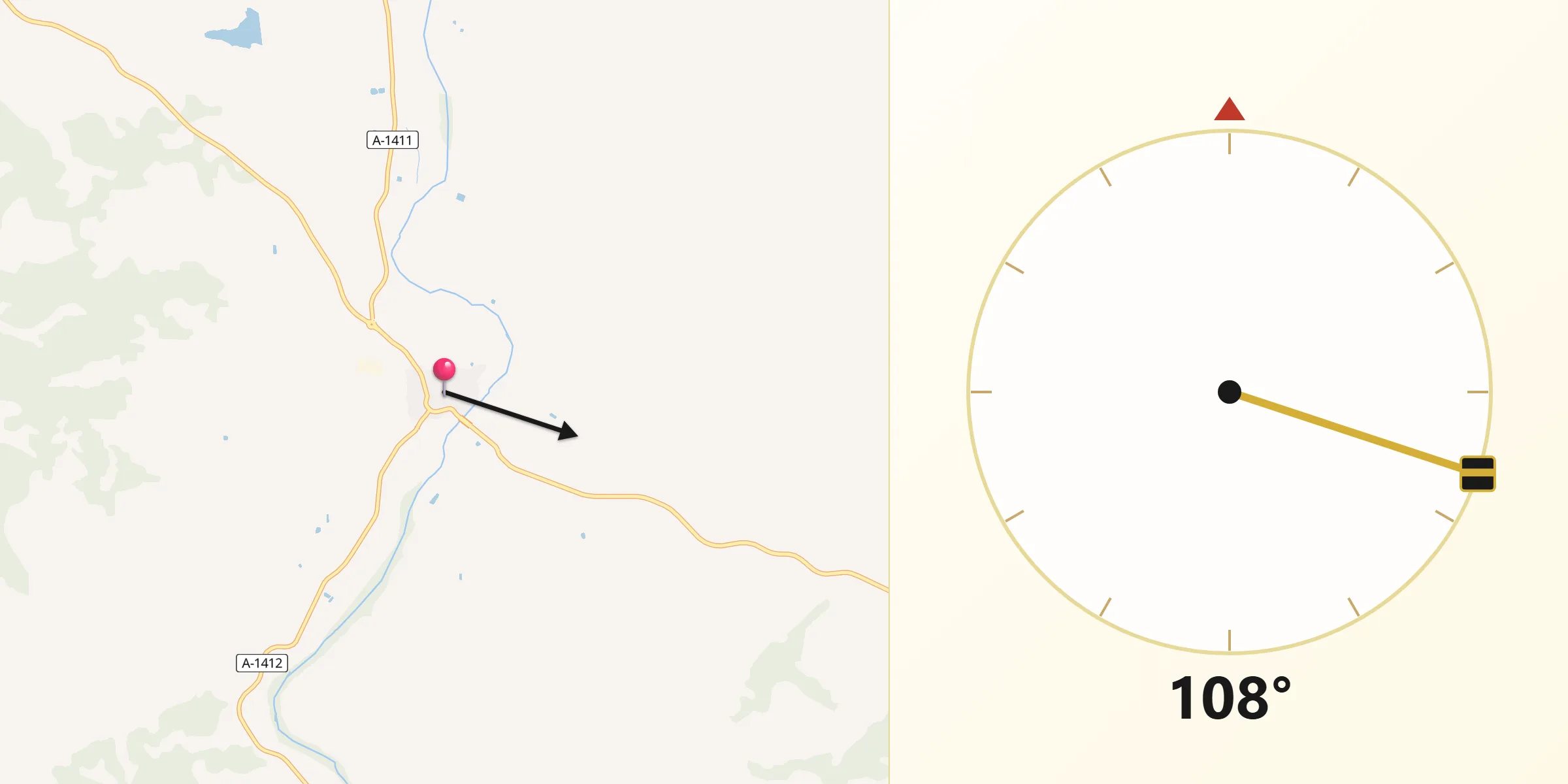 Dirección de la Qibla desde Maella