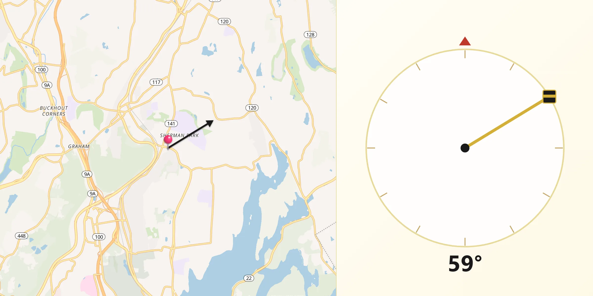Qibla Direction from Thornwood