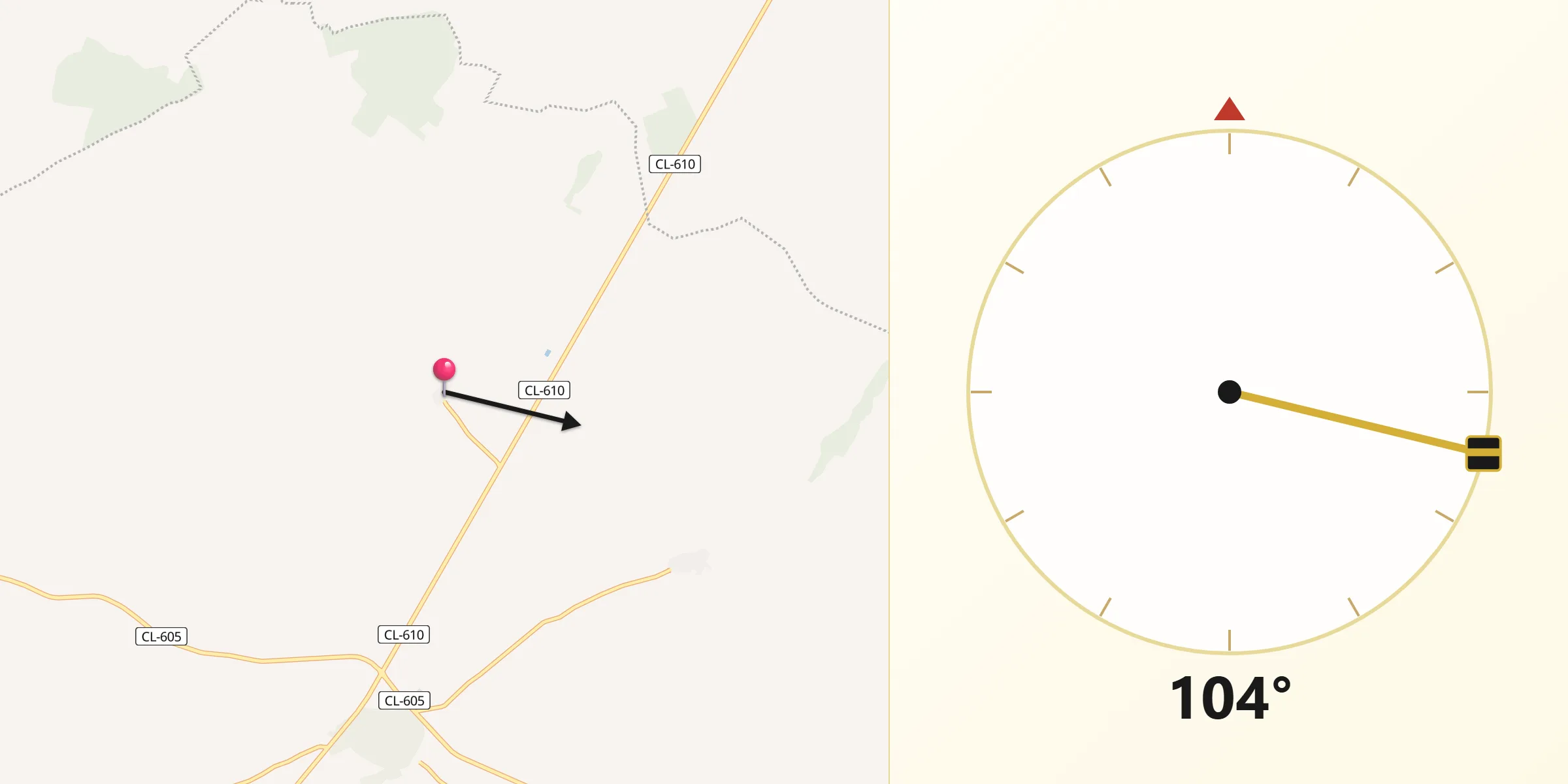 Dirección de la Qibla desde Blasconuño de Matacabras