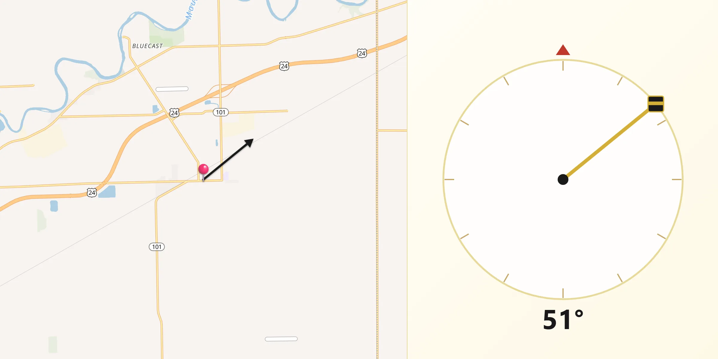 Qibla Direction from Woodburn