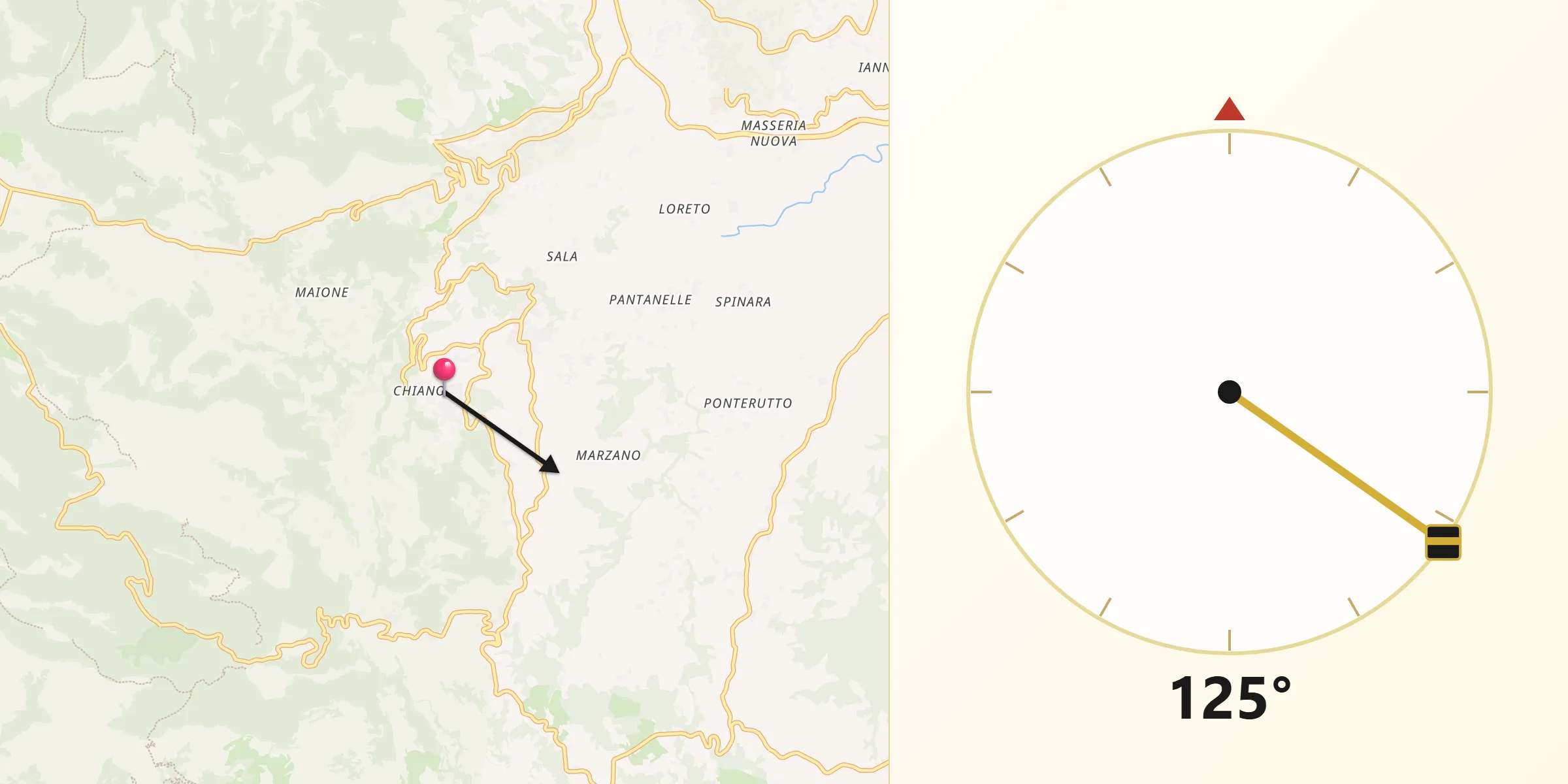 Direzione della Qibla da Tocco Caudio