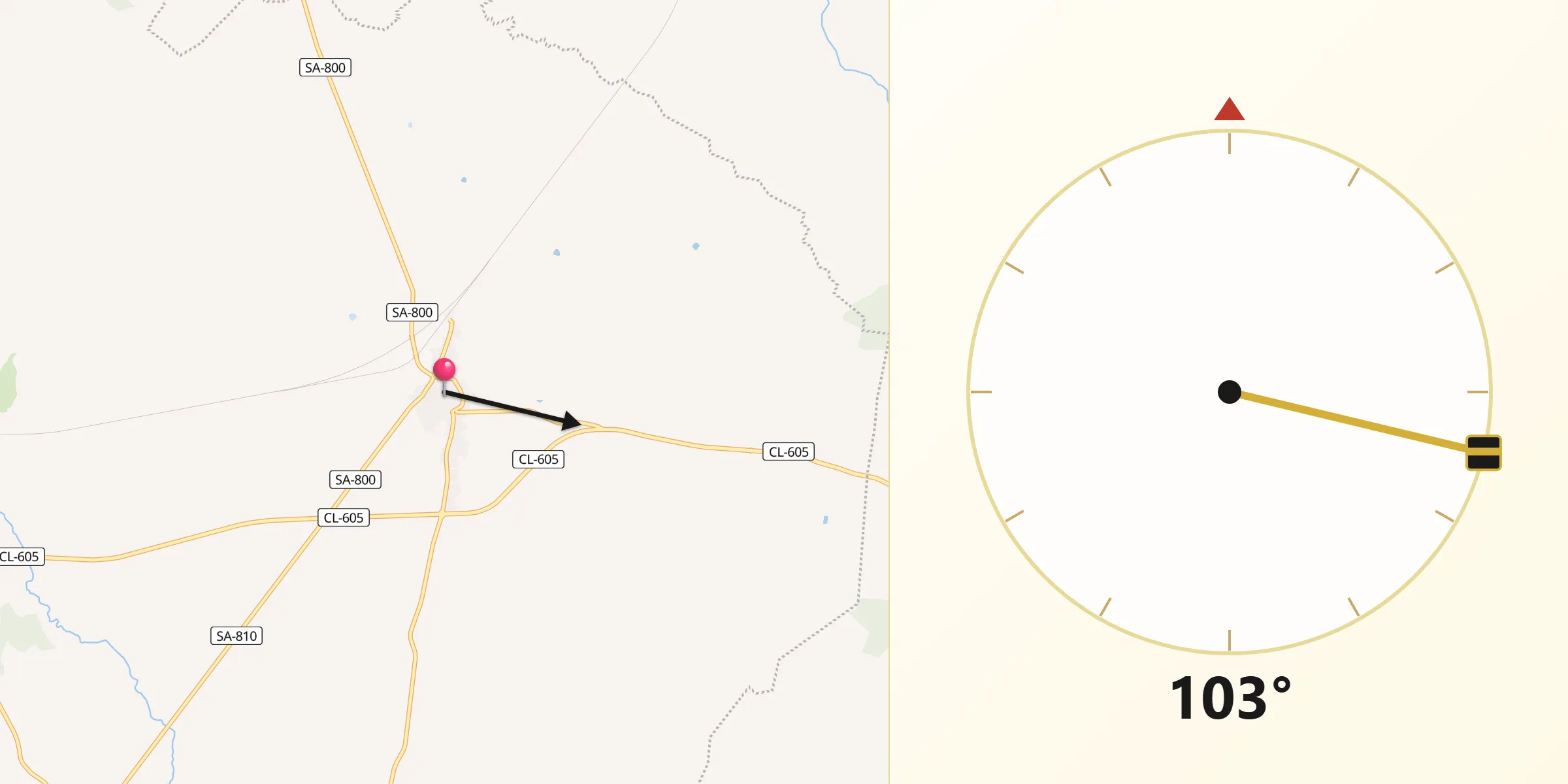Dirección de la Qibla desde Cantalapiedra