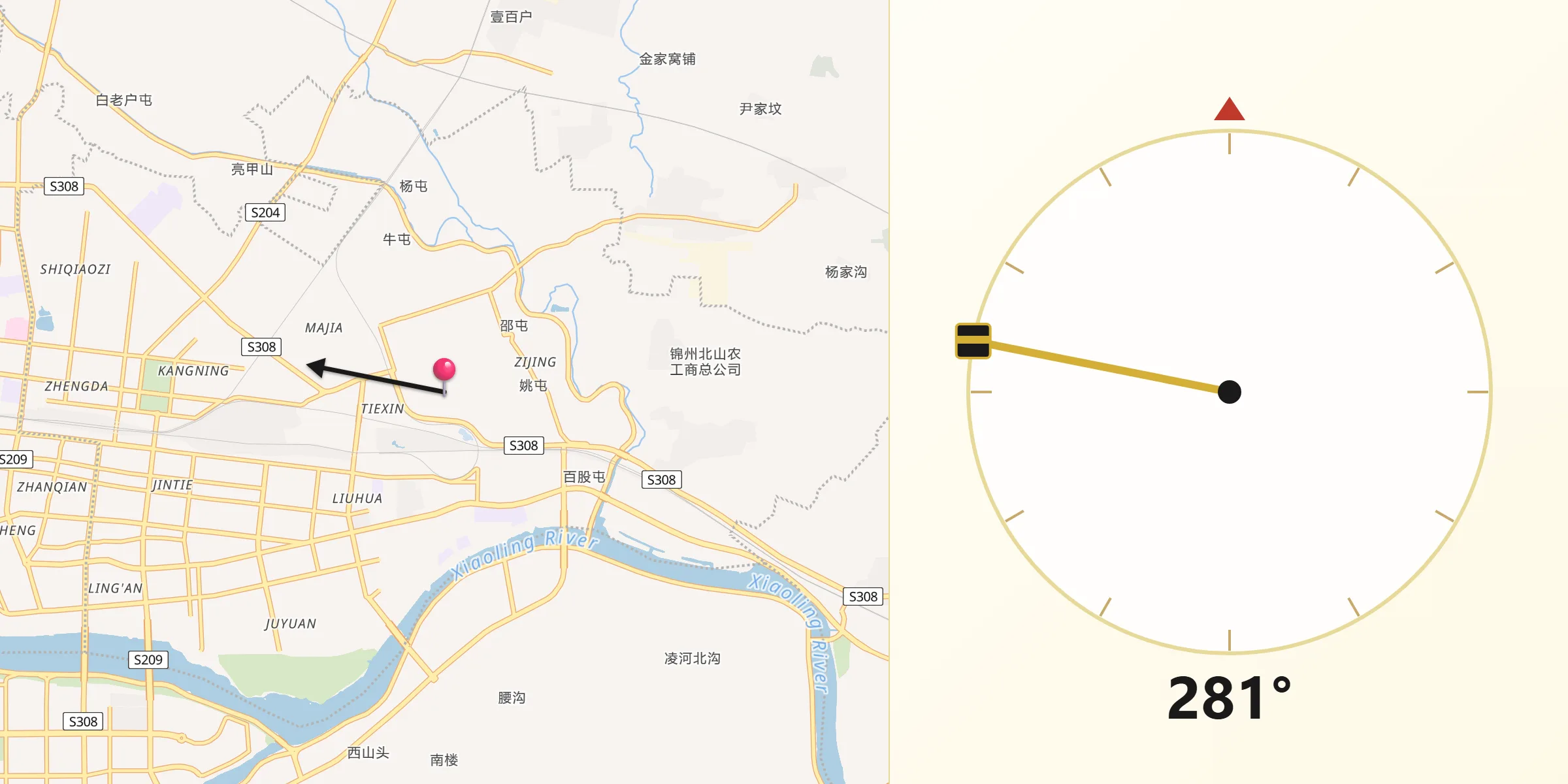 从金屯村朝向麦加的方向