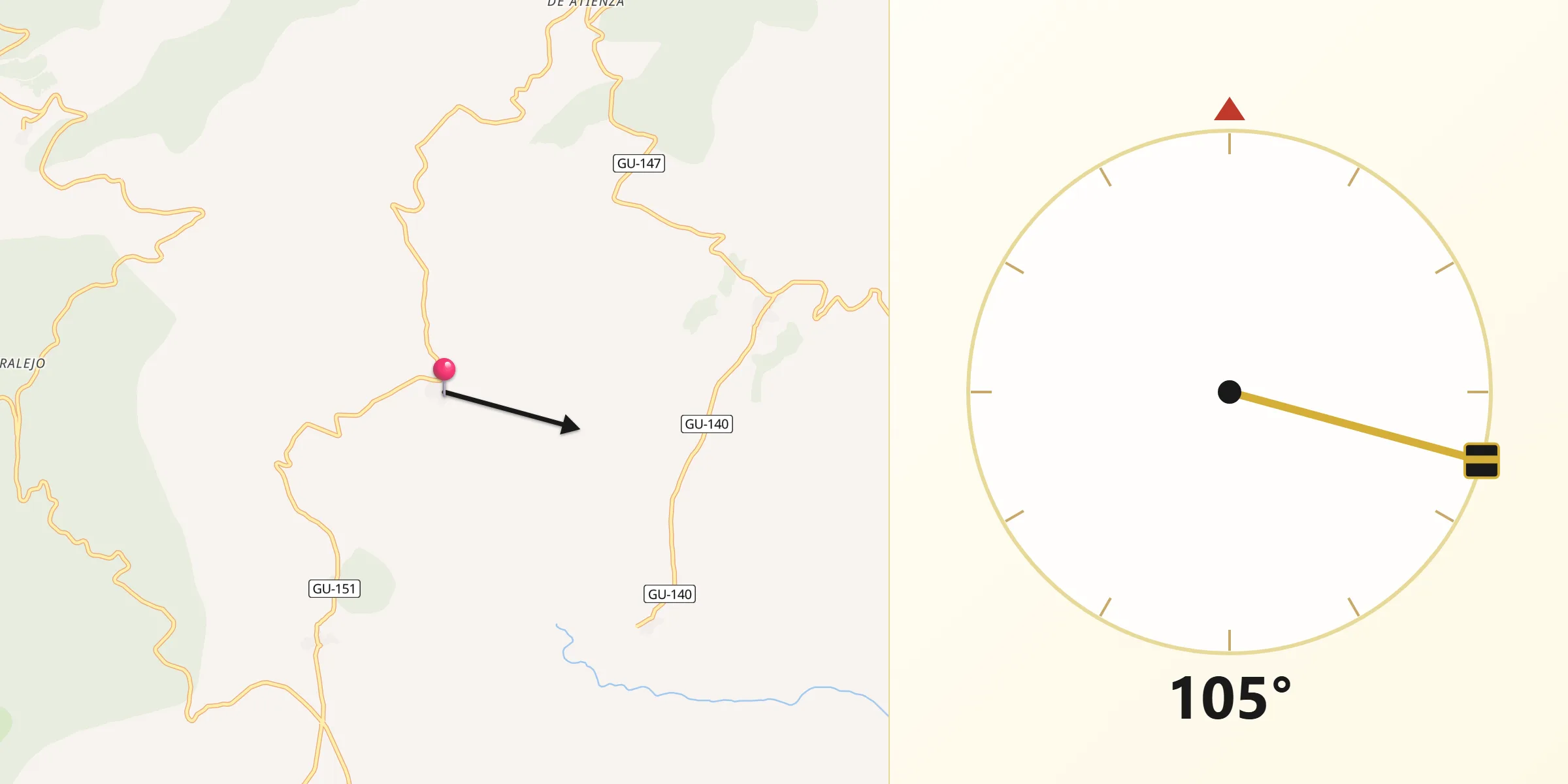 Dirección de la Qibla desde El Ordial