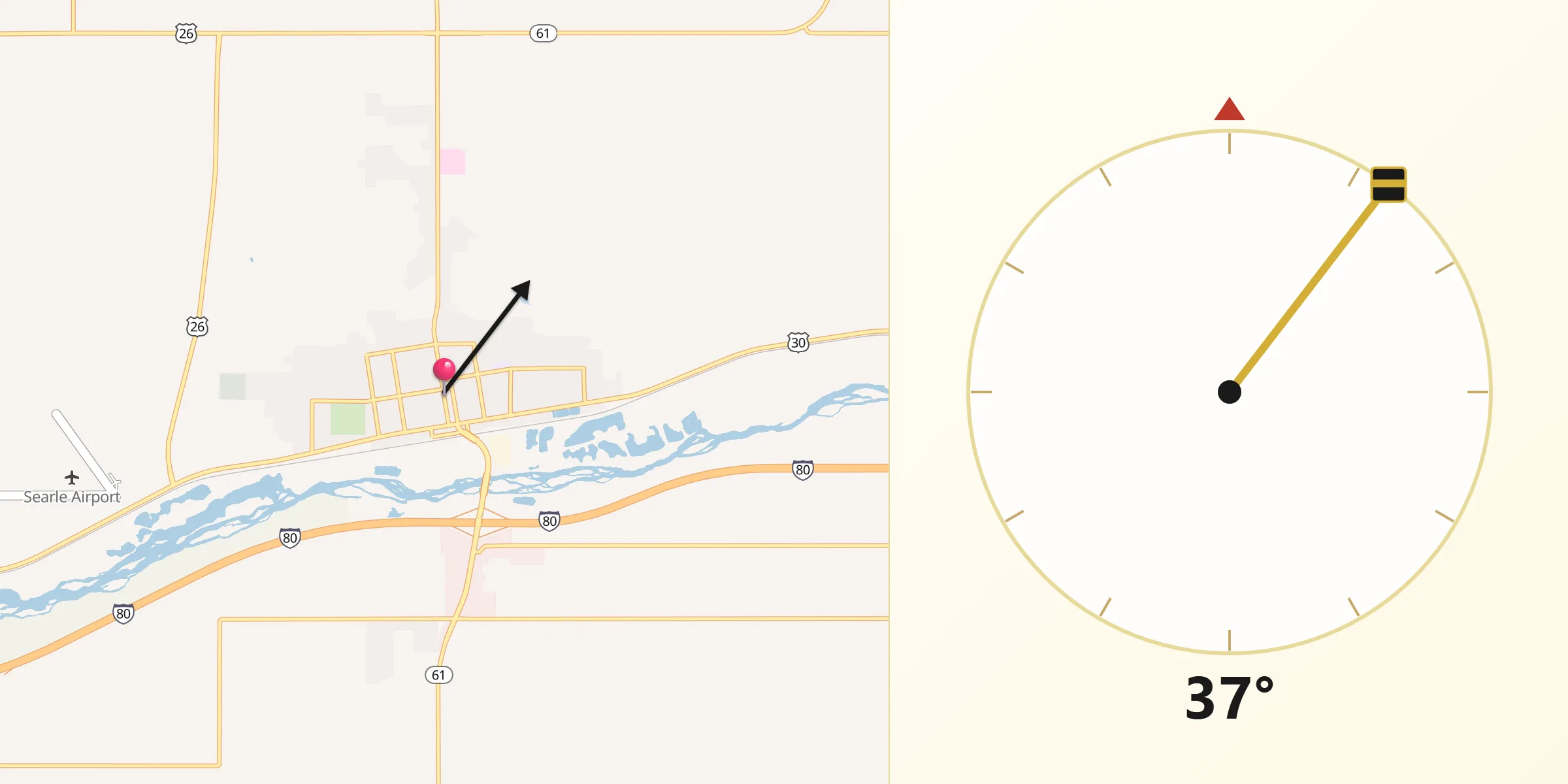 Qibla Direction from Ogallala
