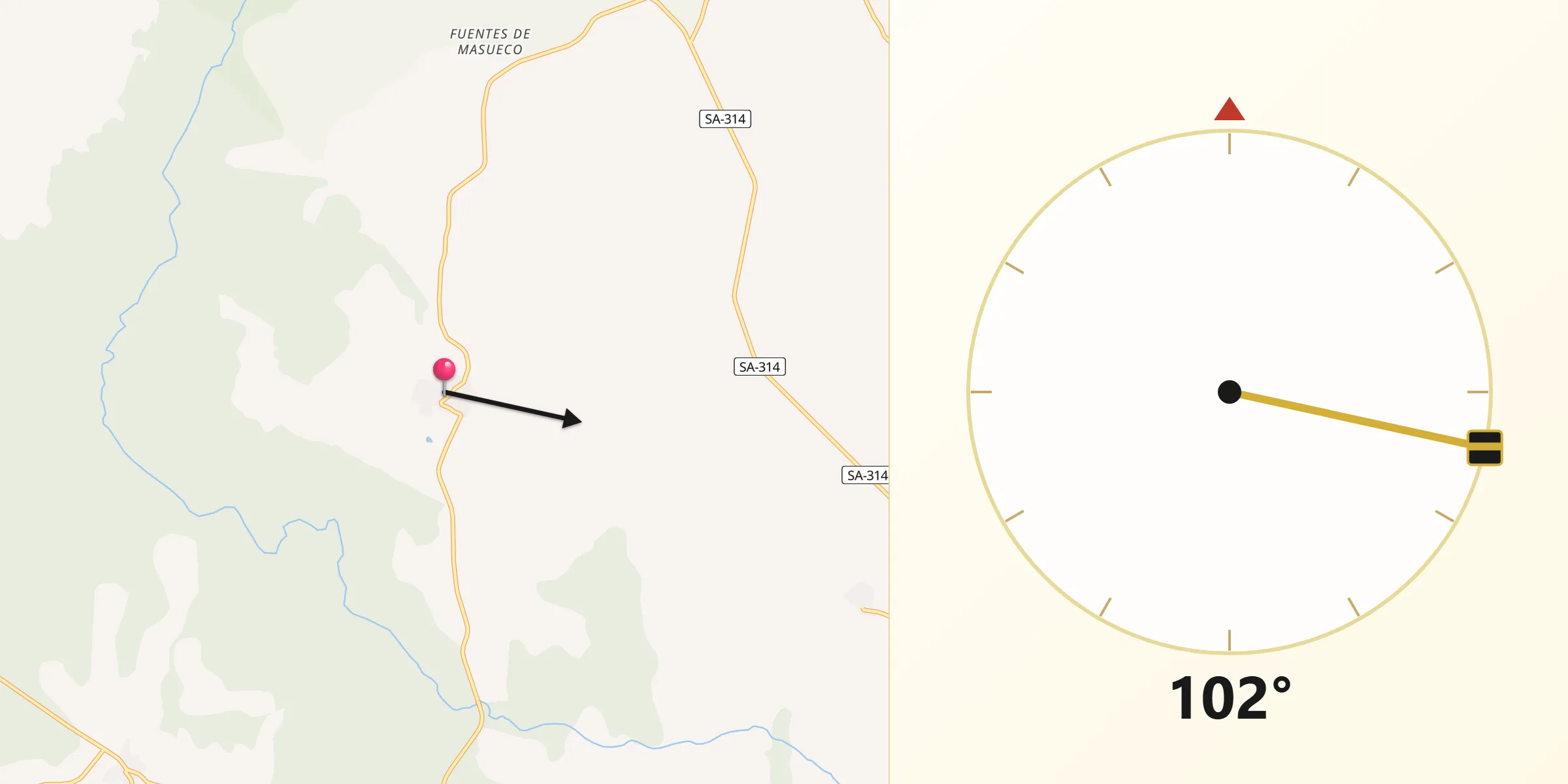 Dirección de la Qibla desde Cabeza del Caballo