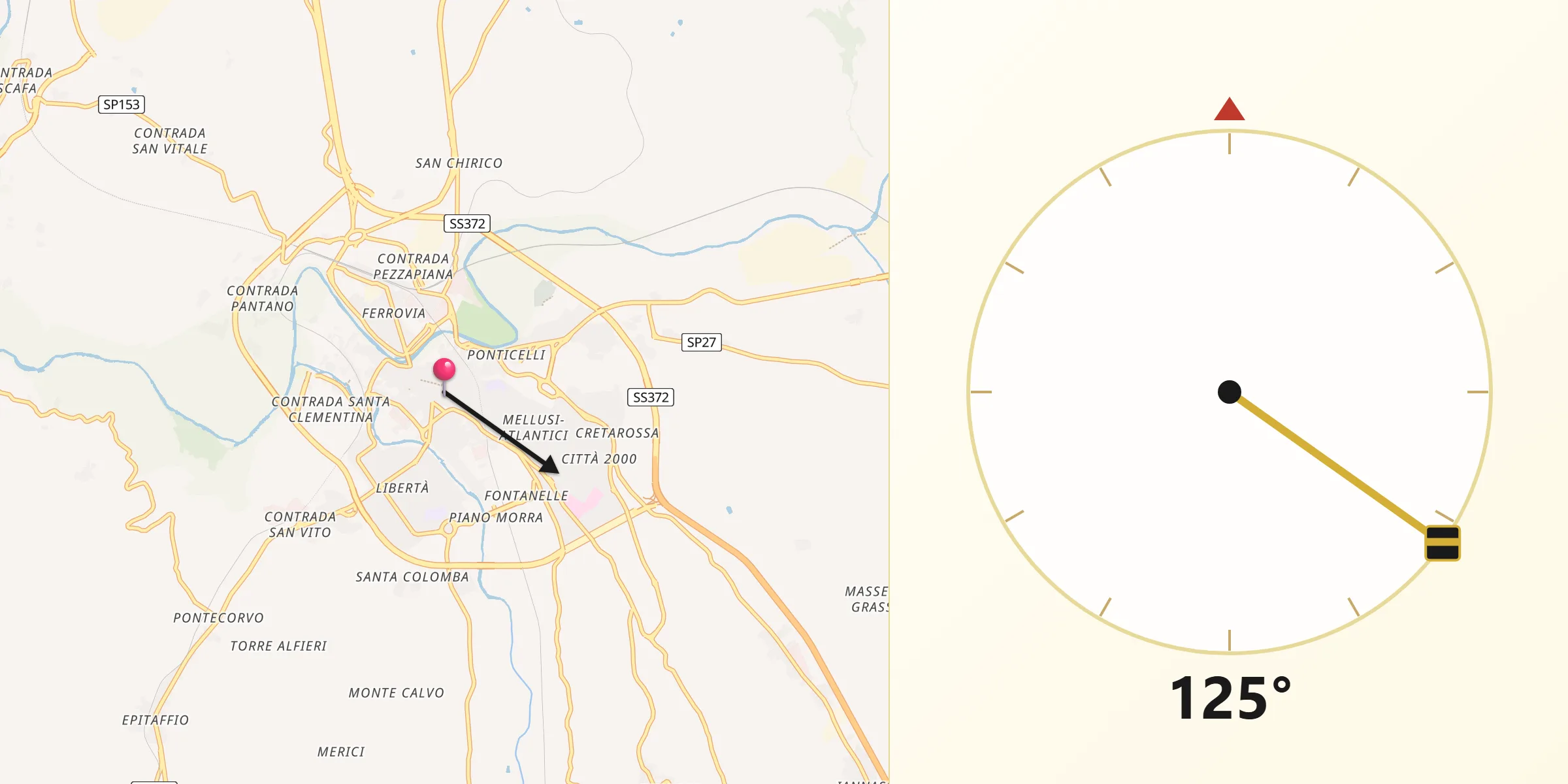 Direzione della Qibla da Benevento