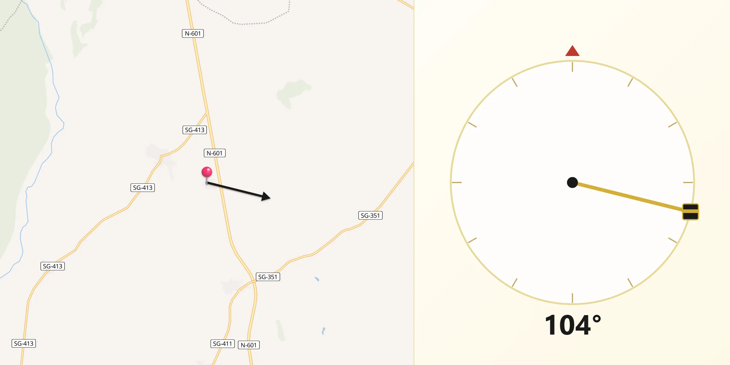 Dirección de la Qibla desde Tolocirio