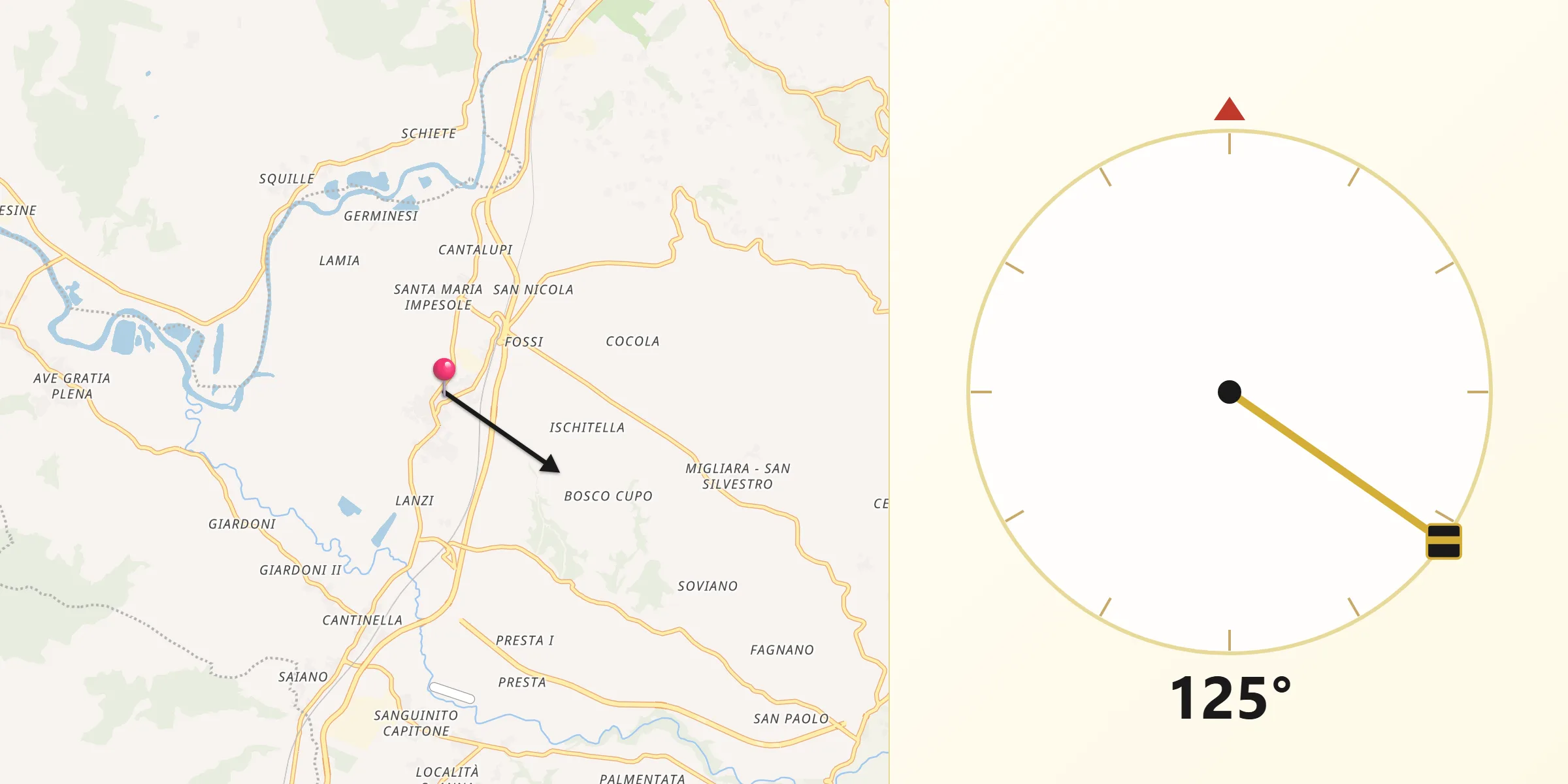 Direzione della Qibla da Dugenta
