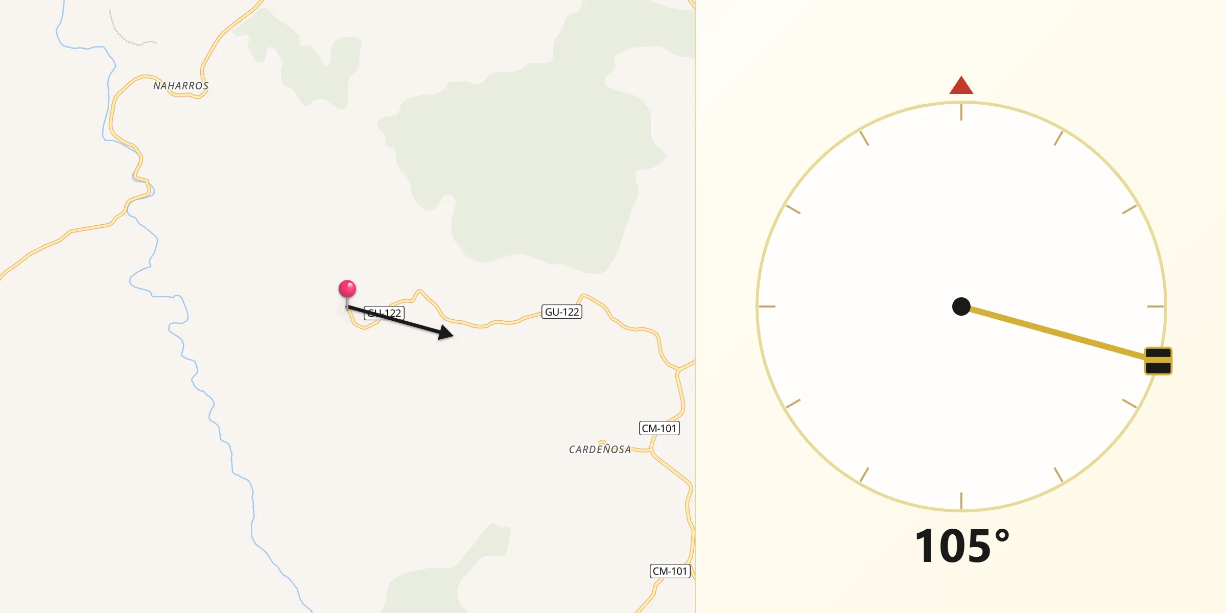 Dirección de la Qibla desde La Bodera