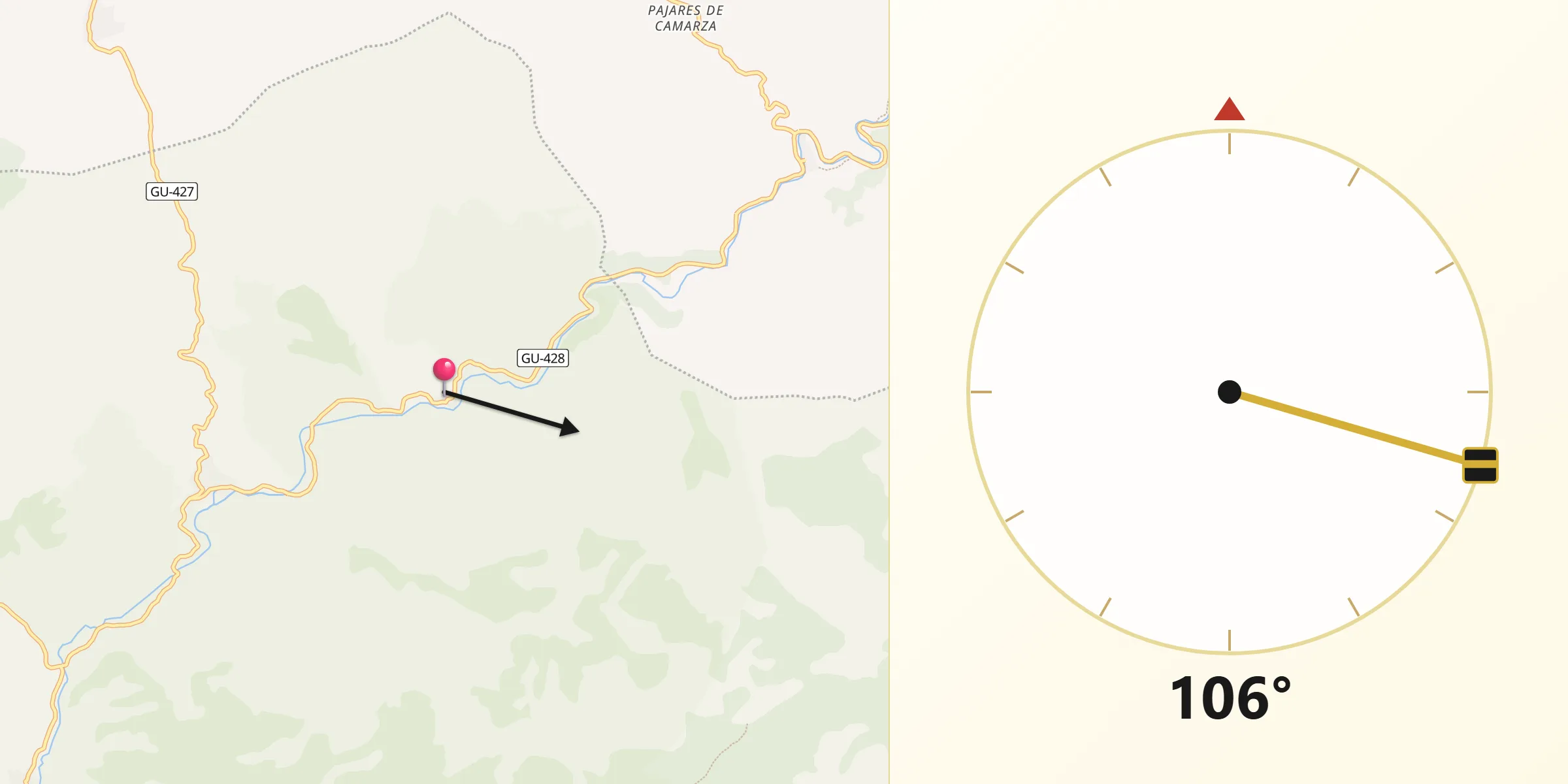 Dirección de la Qibla desde Algar de Mesa