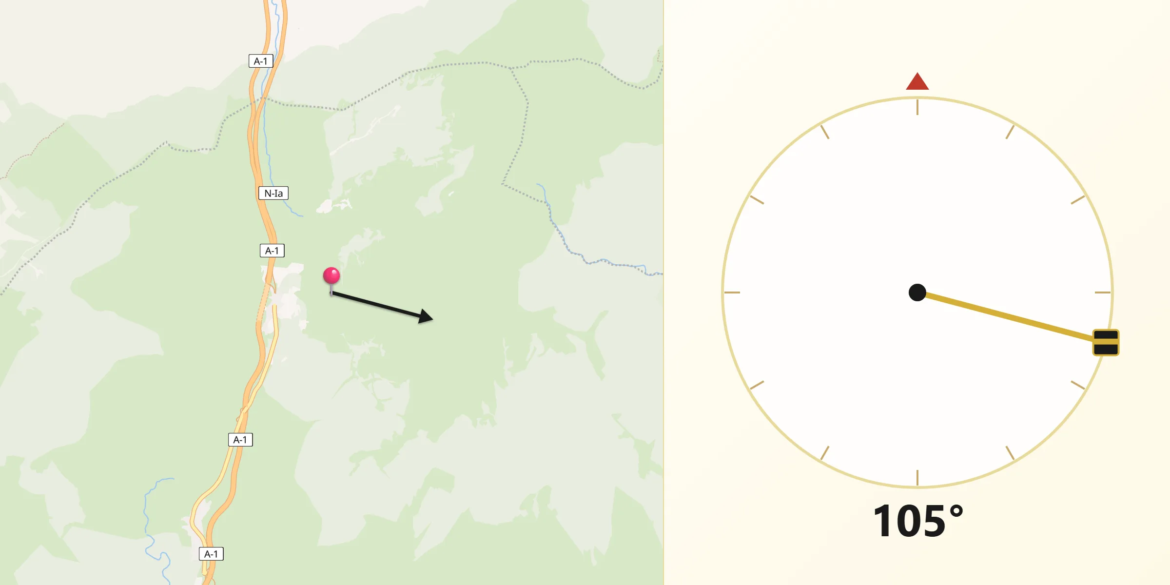 Dirección de la Qibla desde Somosierra