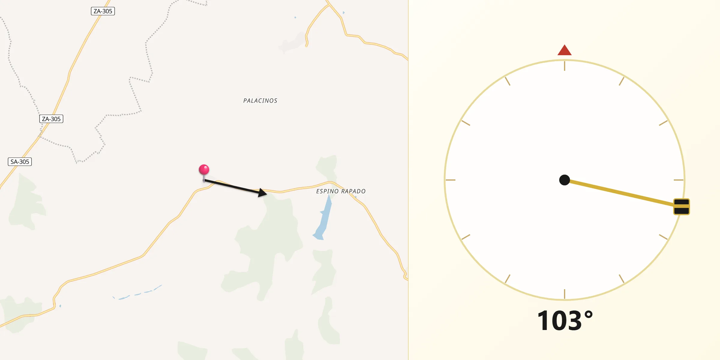 Dirección de la Qibla desde Añover de Tormes
