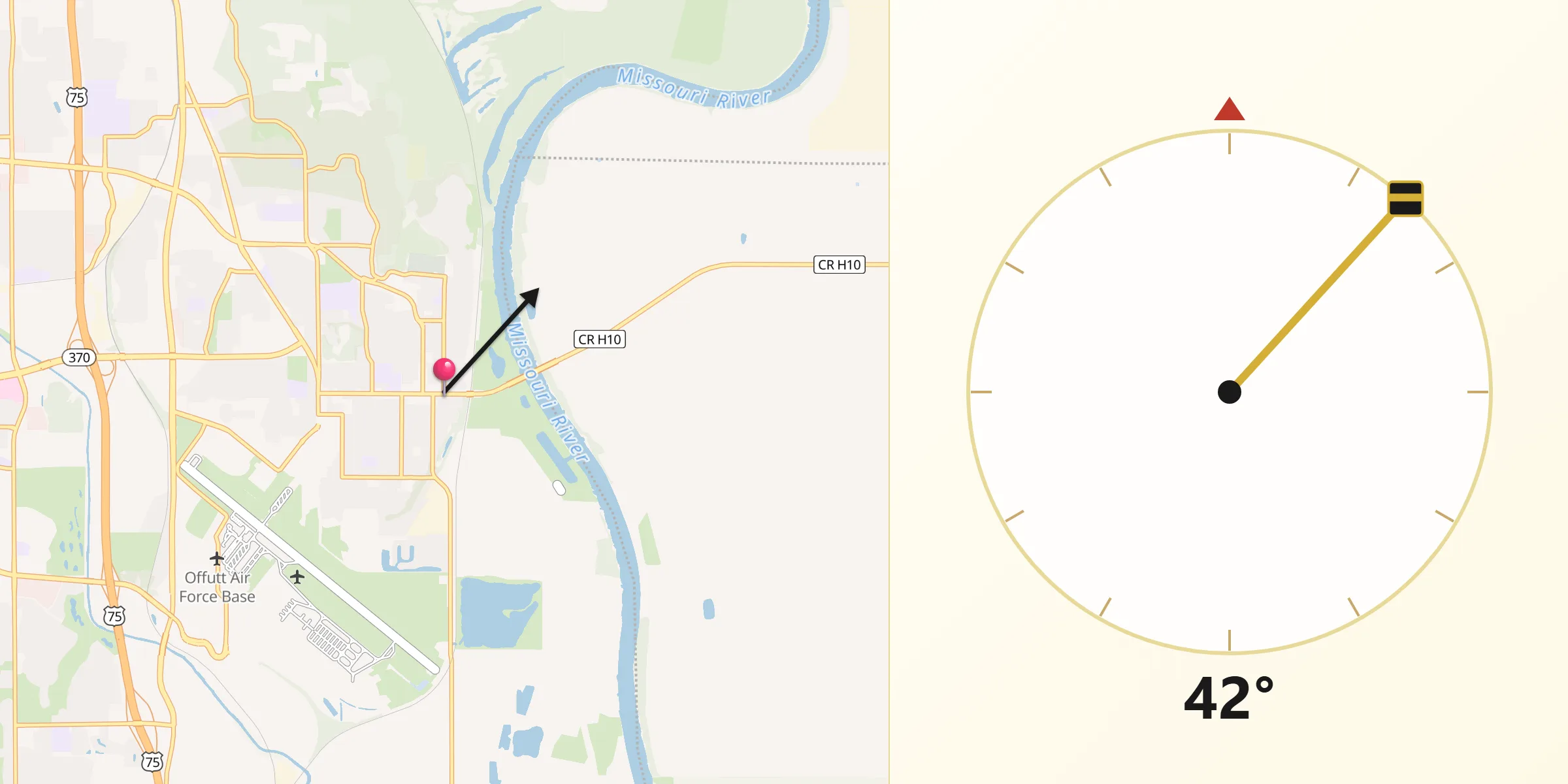 Dirección de la Qibla desde Bellevue