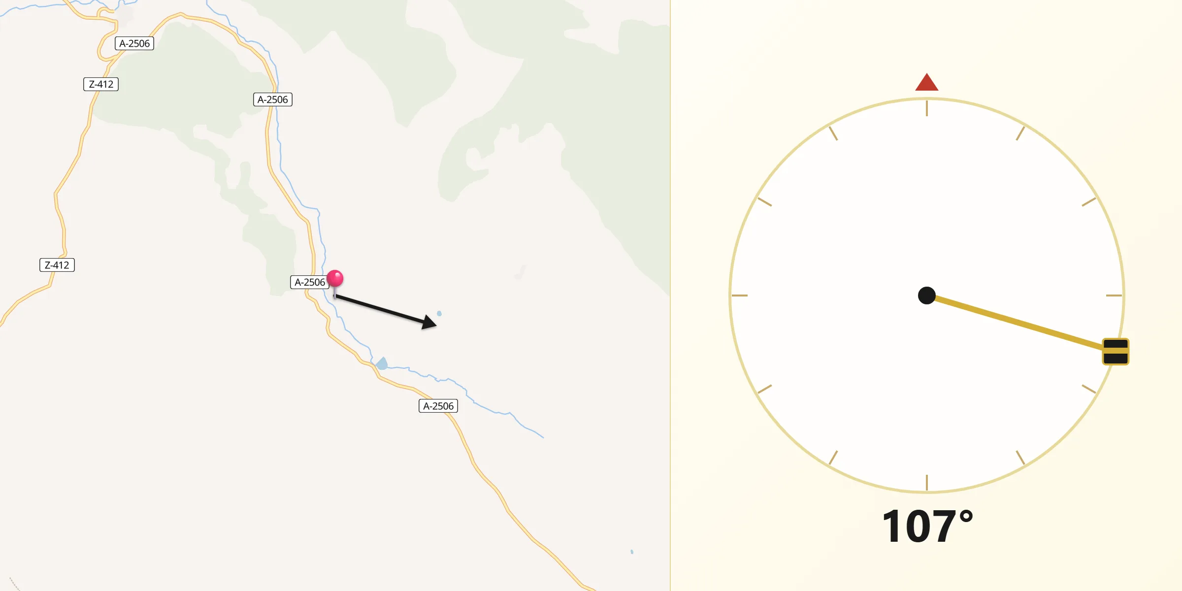 Dirección de la Qibla desde Abanto
