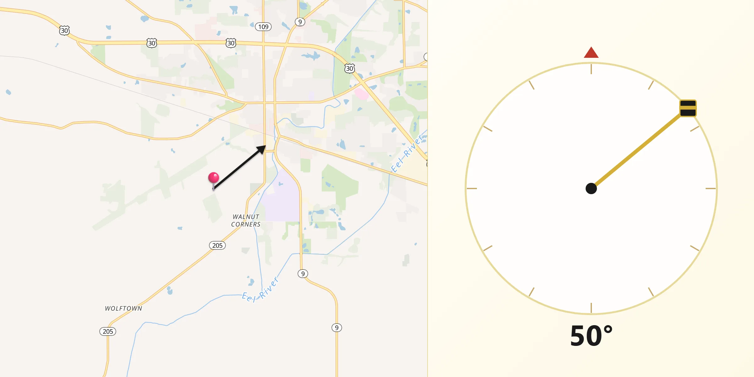 Qibla Direction from Whitley