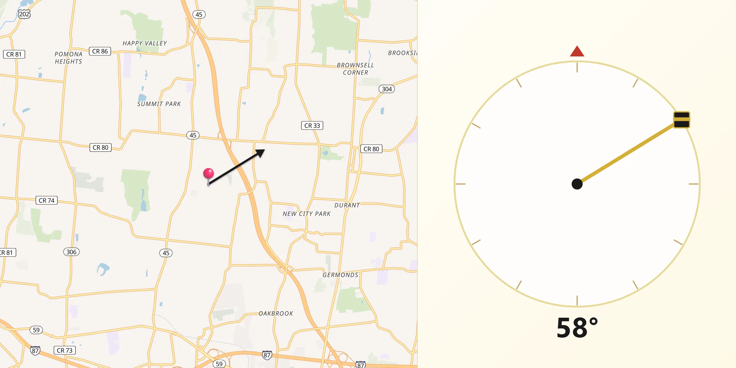 Qibla Direction from New Square