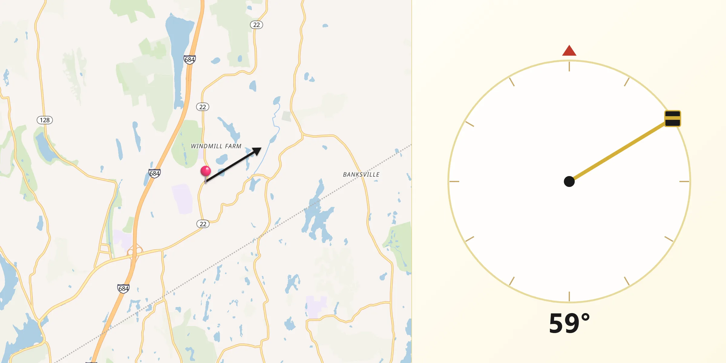 Qibla Direction from North Castle