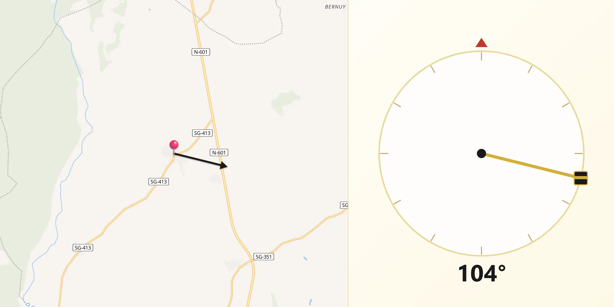 Dirección de la Qibla desde Montejo de Arévalo