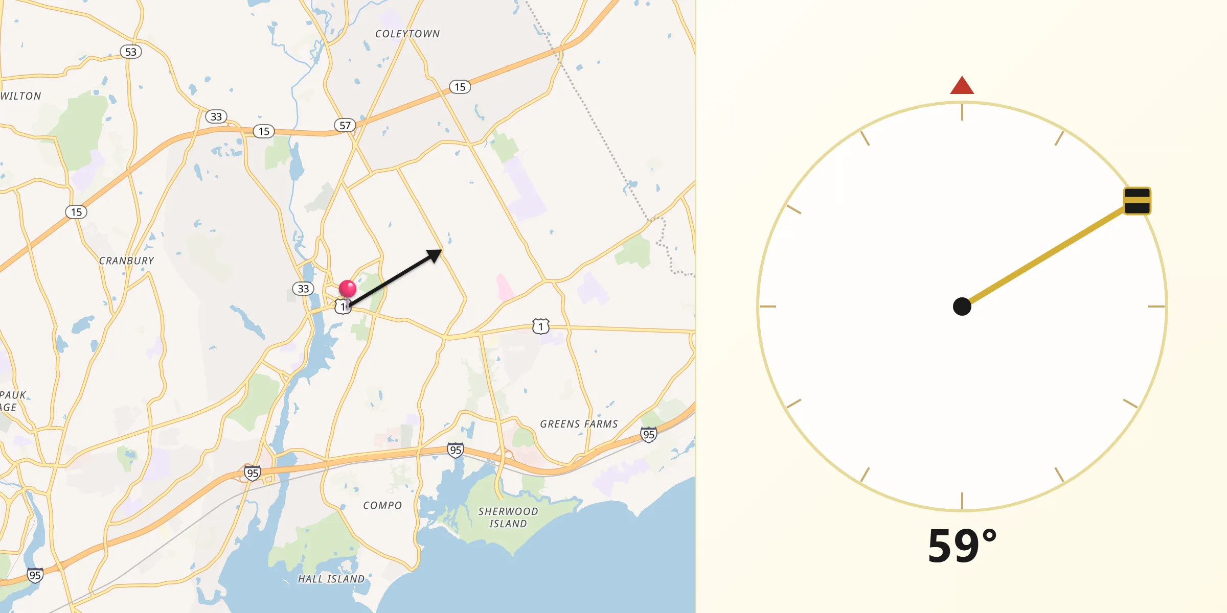Qibla Direction from Westport
