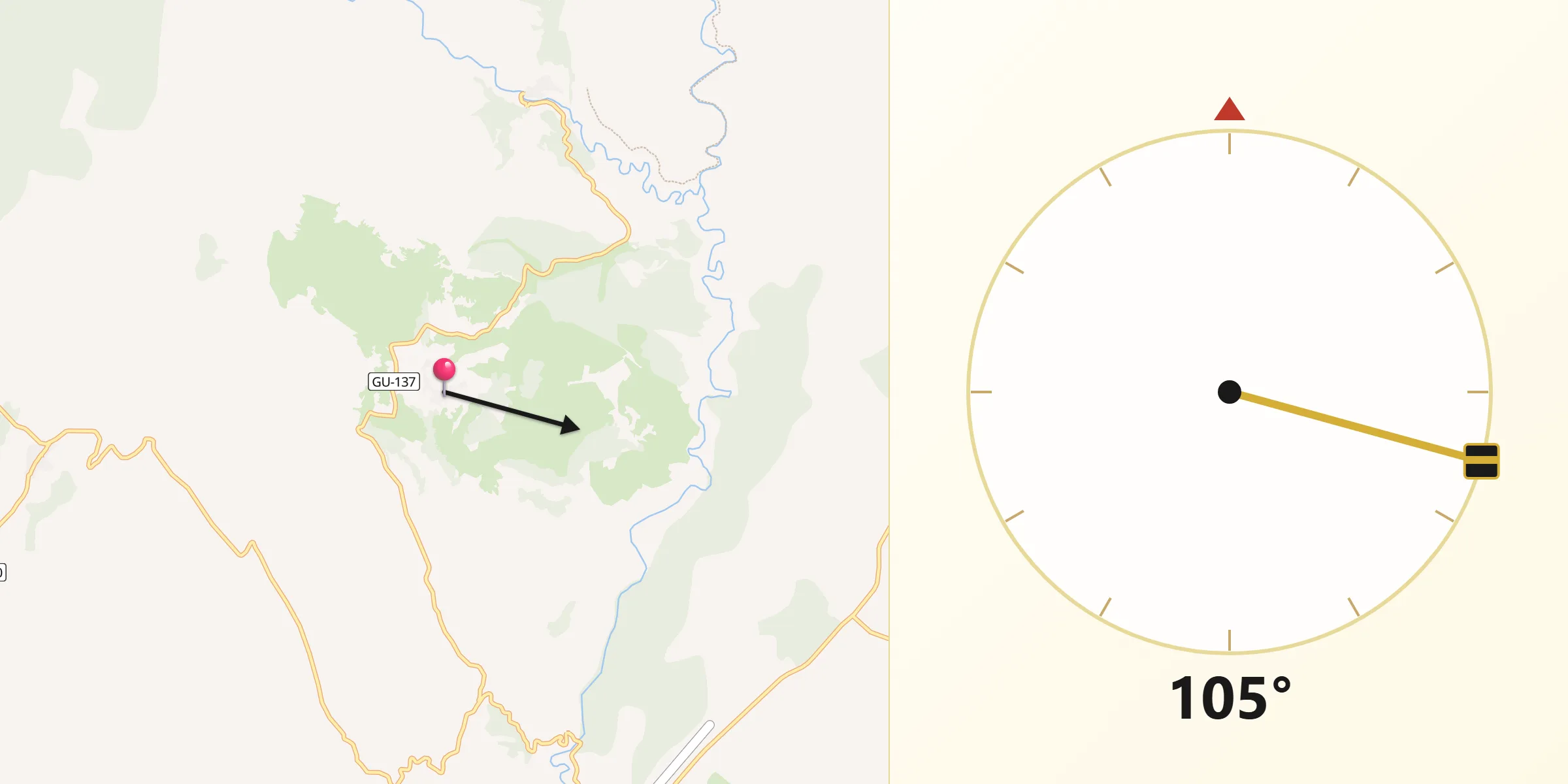 Dirección de la Qibla desde Gascueña de Bornova