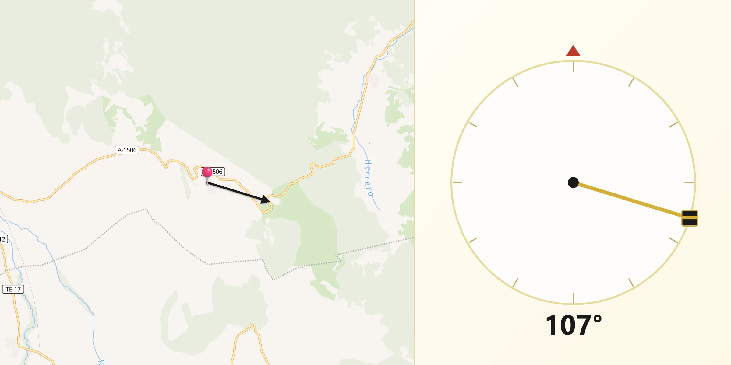 Dirección de la Qibla desde Fombuena
