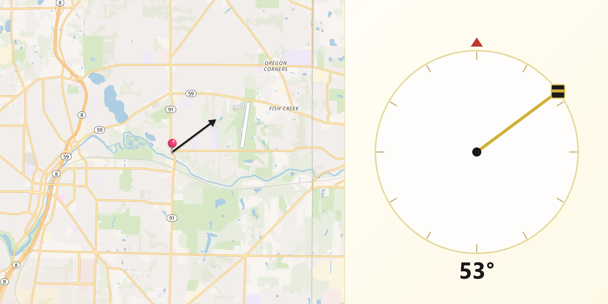 Qibla Direction from Munroe Falls