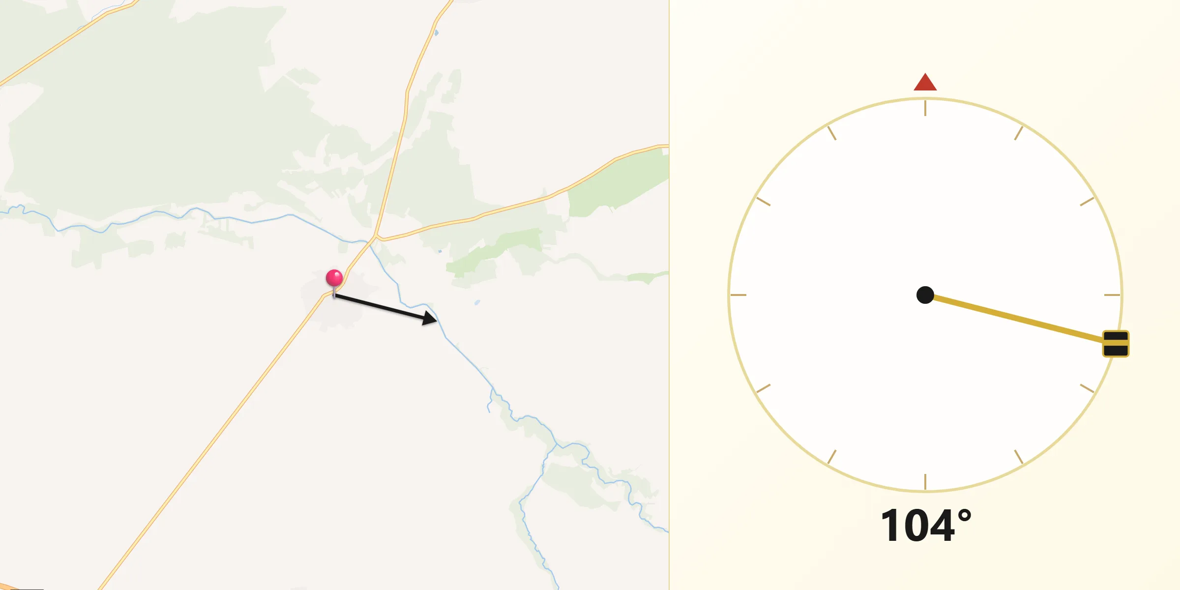 Dirección de la Qibla desde Mozoncillo