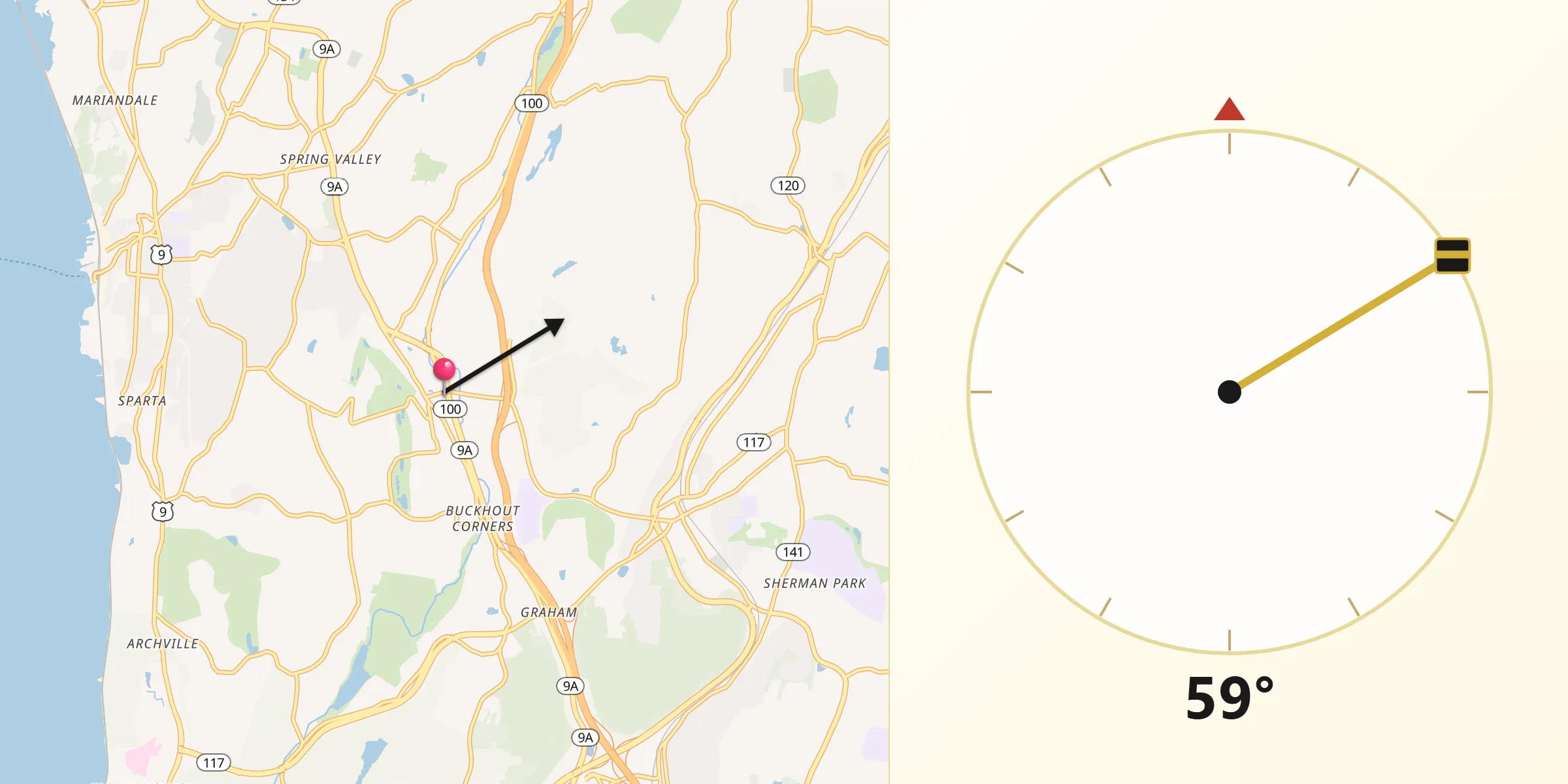 Qibla Direction from Briarcliff Manor