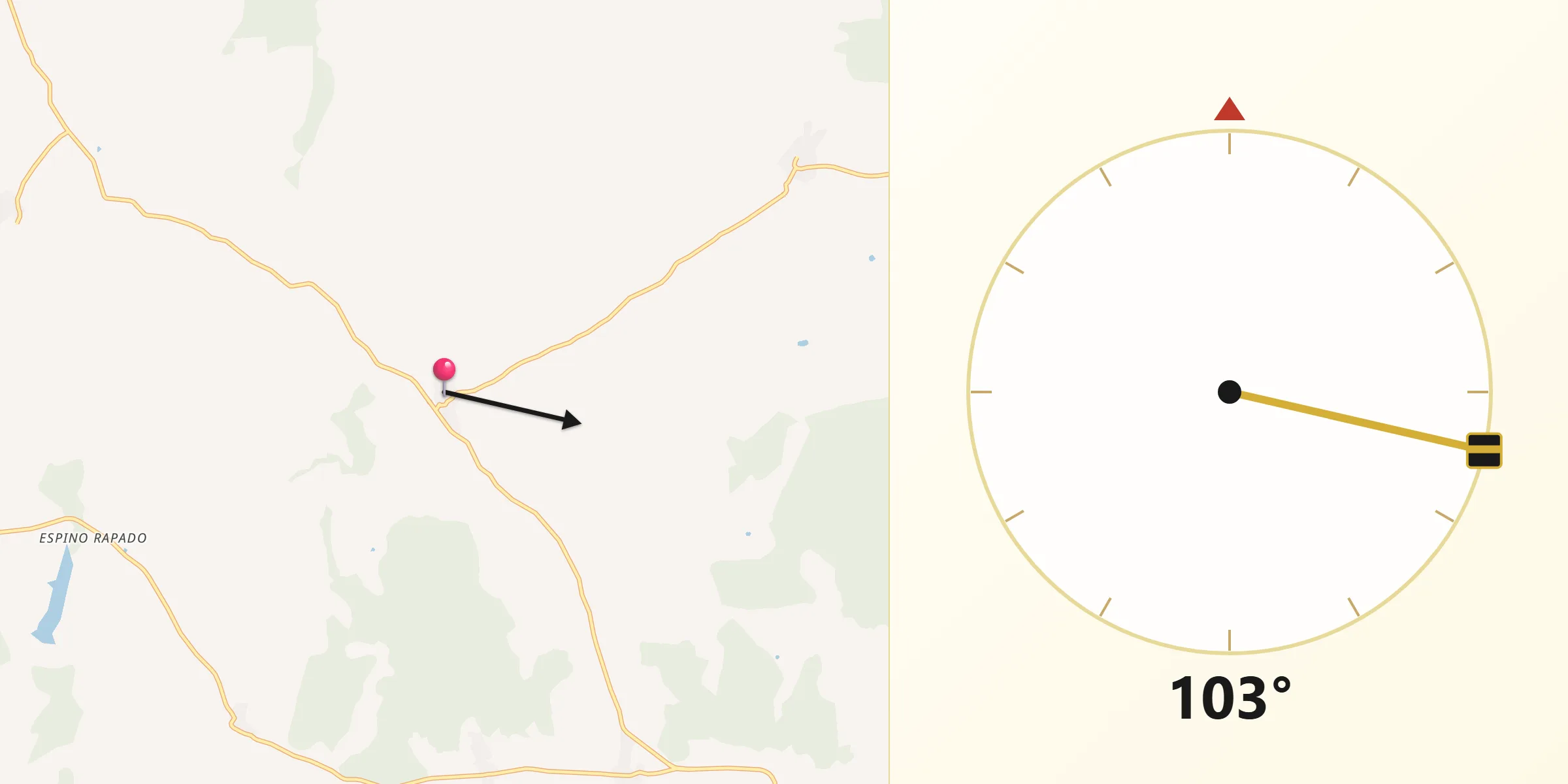 Dirección de la Qibla desde Zamayón