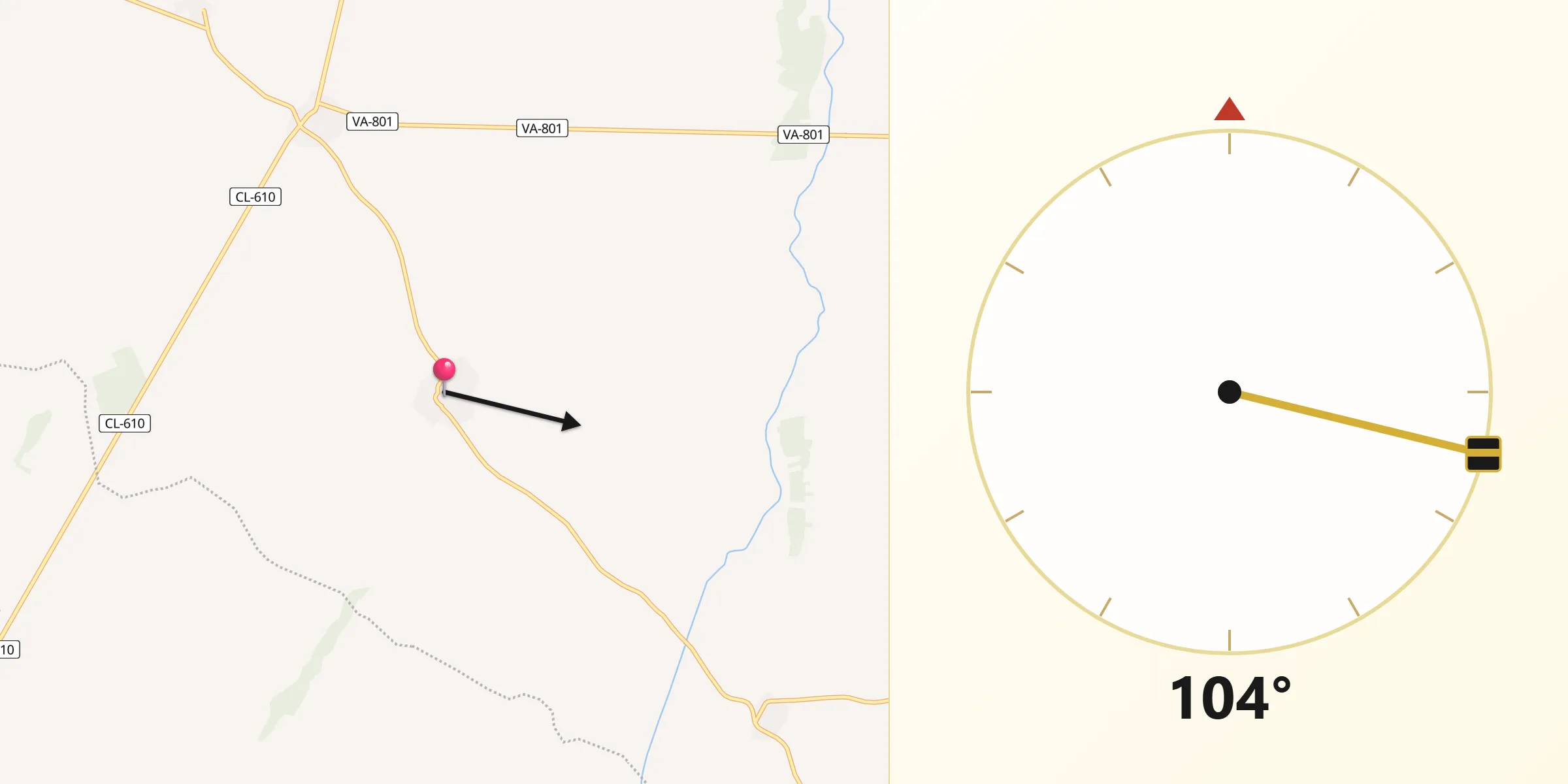 Dirección de la Qibla desde Lomoviejo