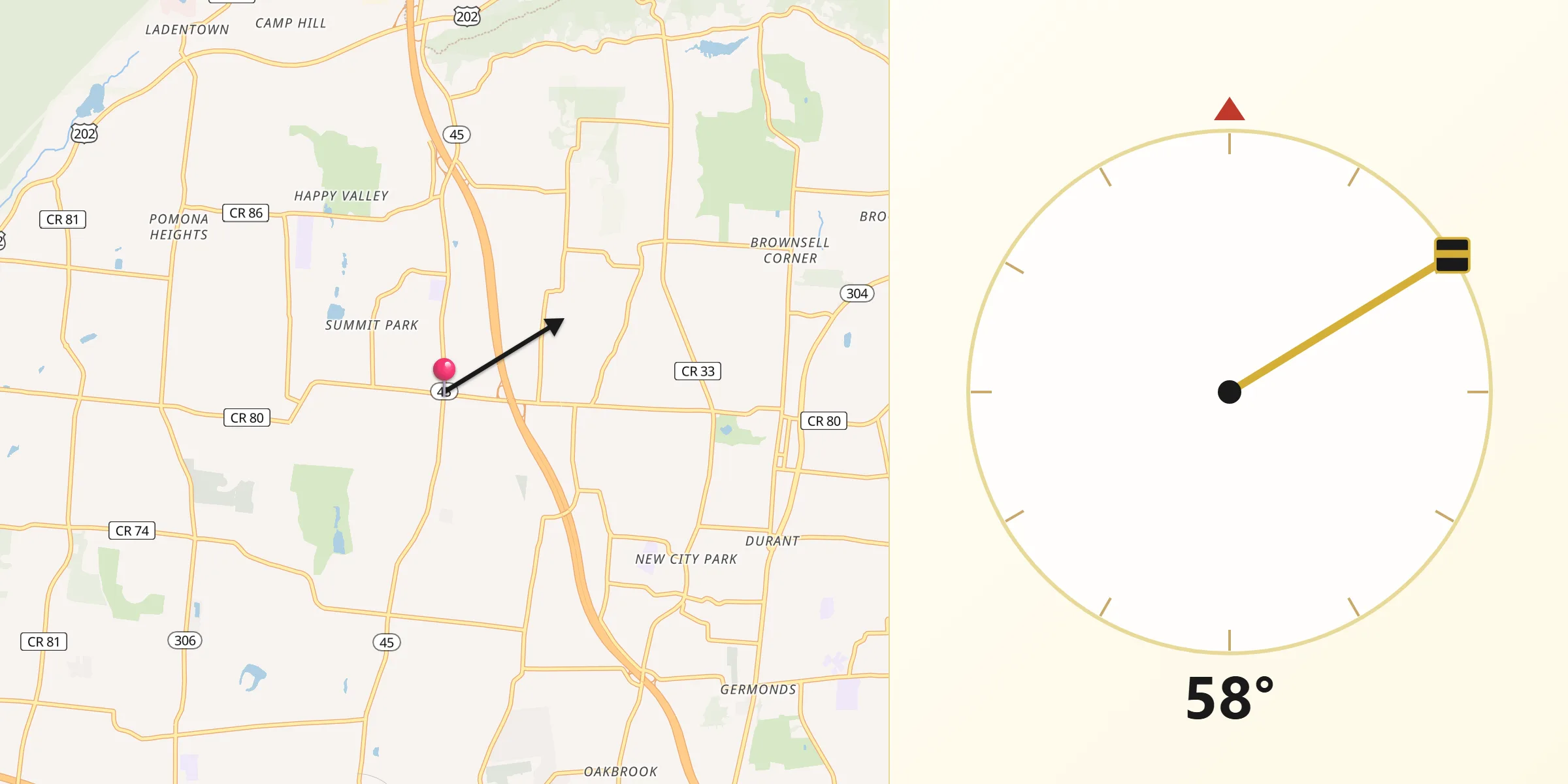 Qibla Direction from New Hempstead