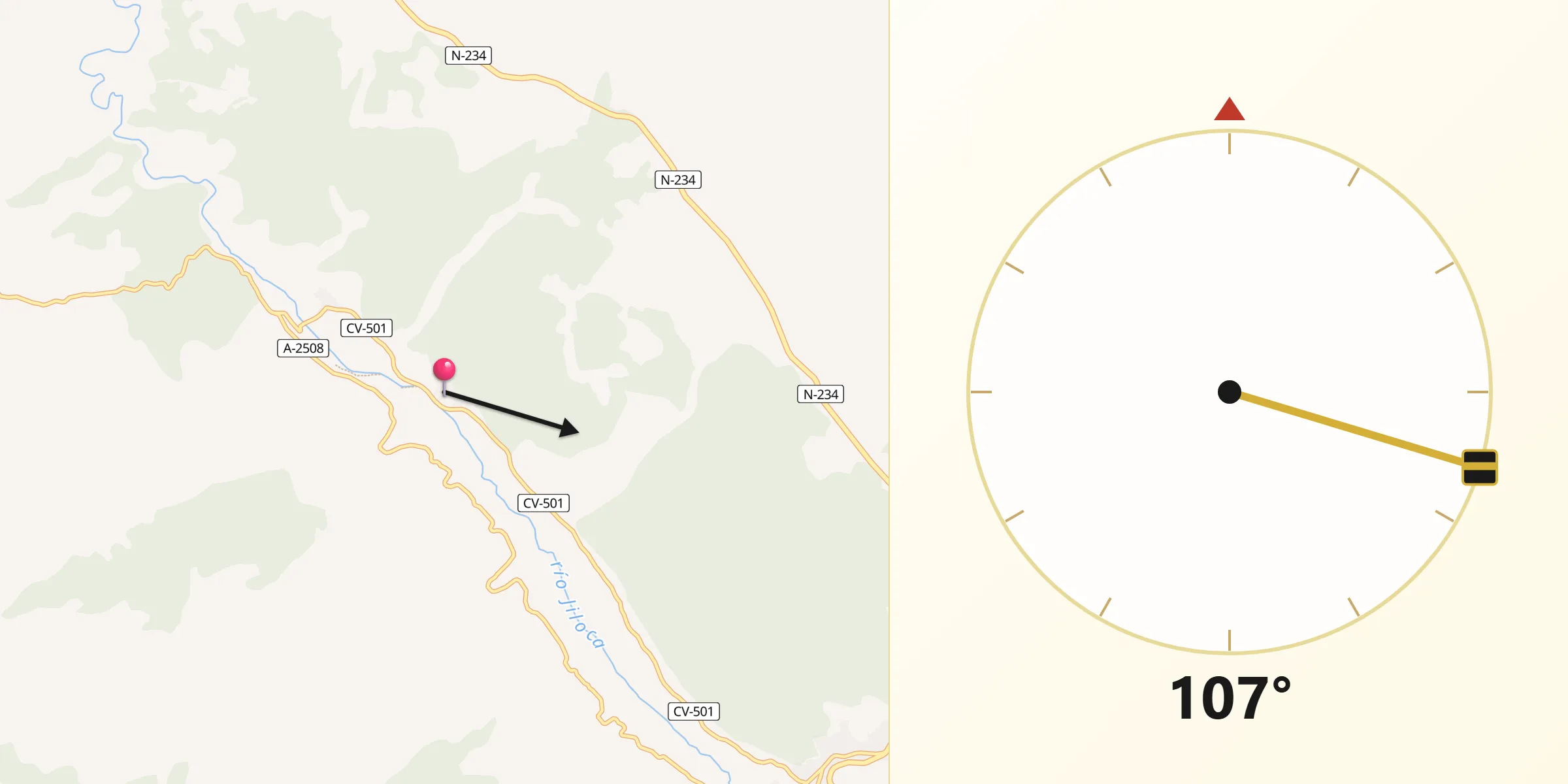Dirección de la Qibla desde Manchones