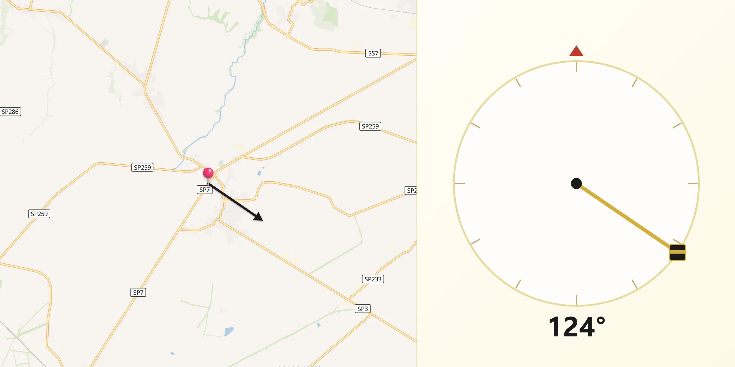 Direzione della Qibla da Sant'Andrea-Pizzone-Ciamprisco