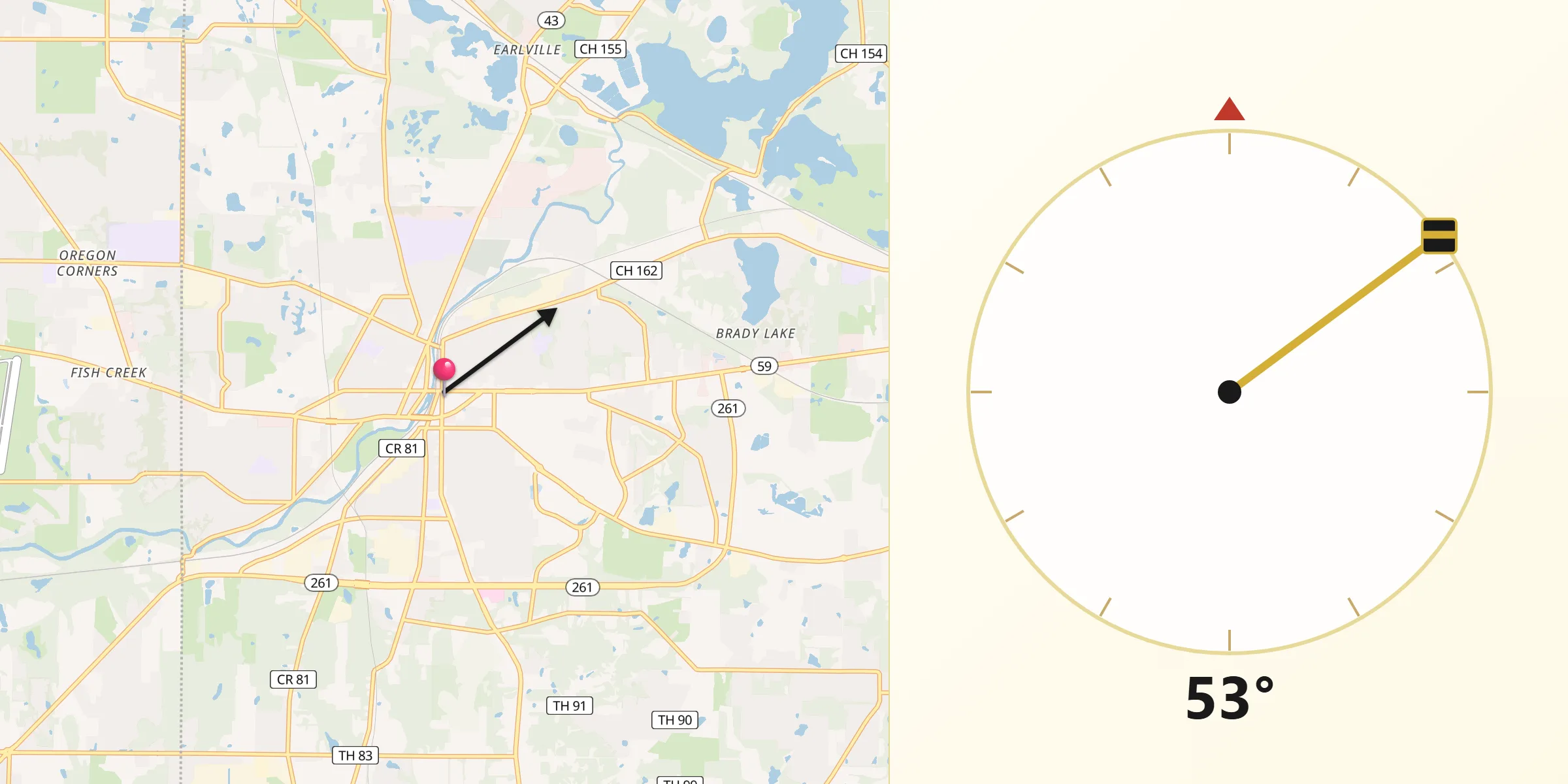 Dirección de la Qibla desde Kent