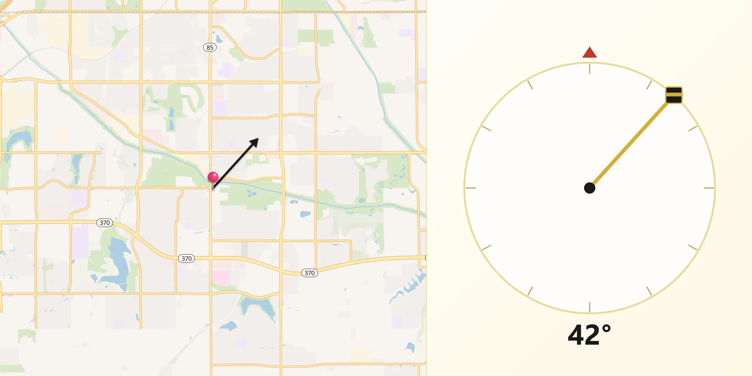 Qibla Direction from Papillion