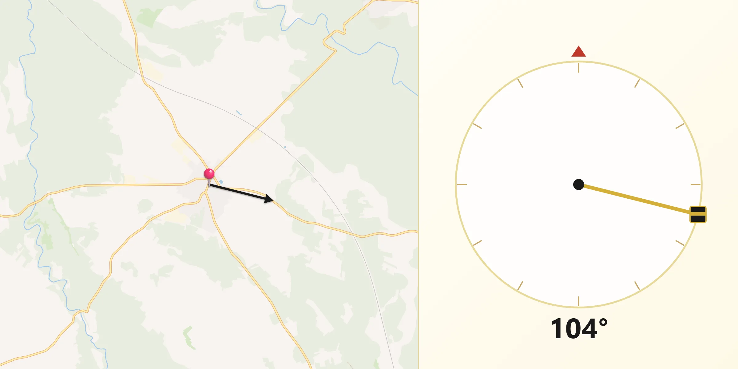Dirección de la Qibla desde Nava de la Asunción