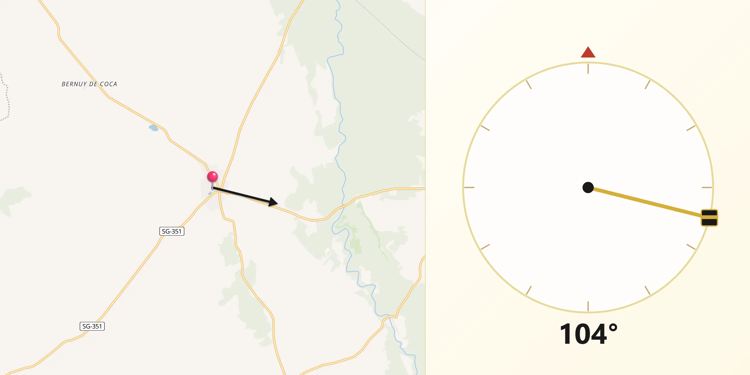 Dirección de la Qibla desde Santiuste de San Juan Bautista