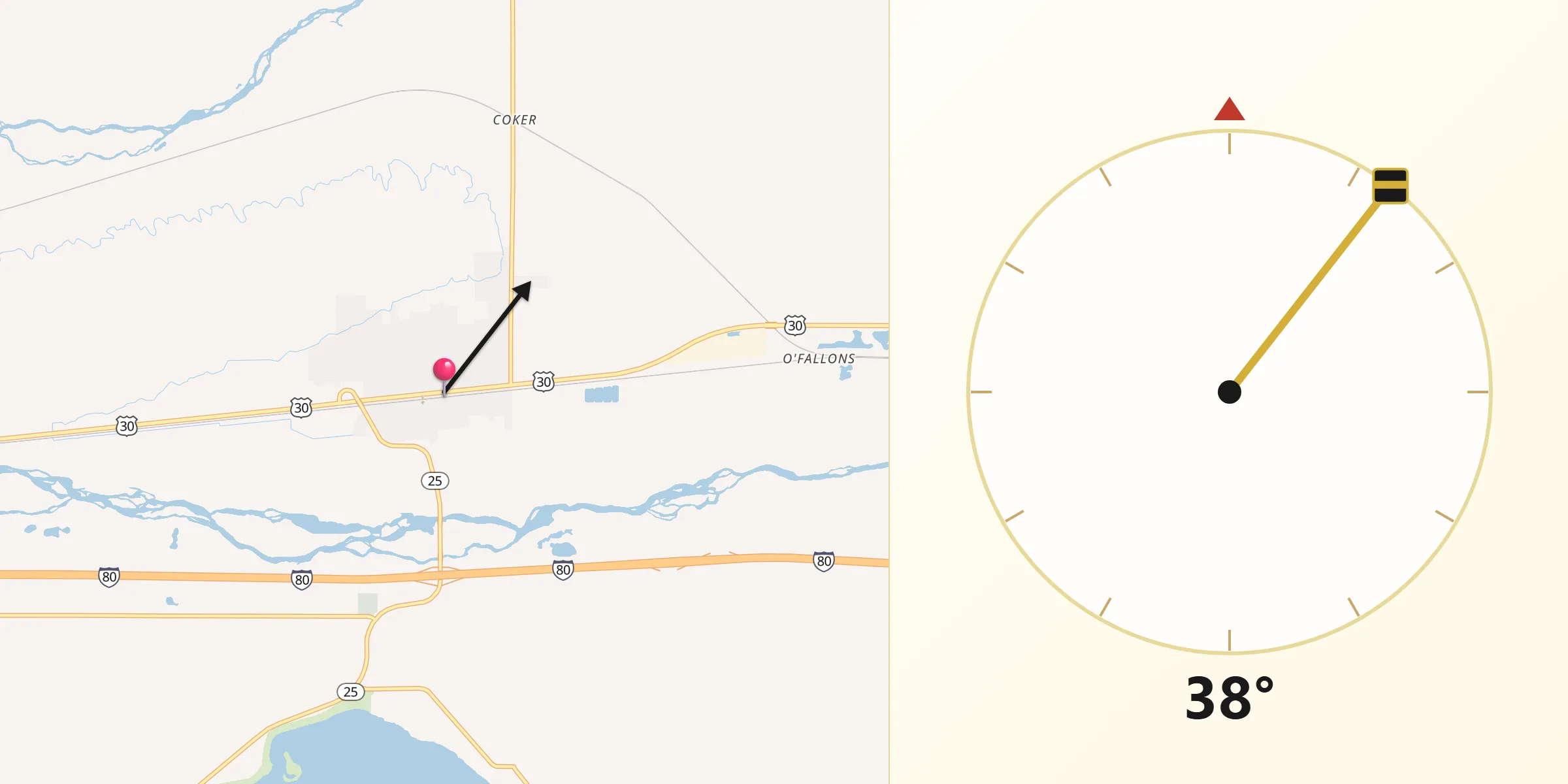Qibla Direction from Sutherland