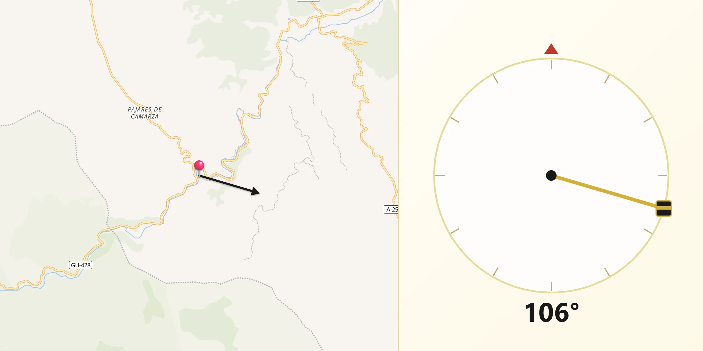 Dirección de la Qibla desde Calmarza